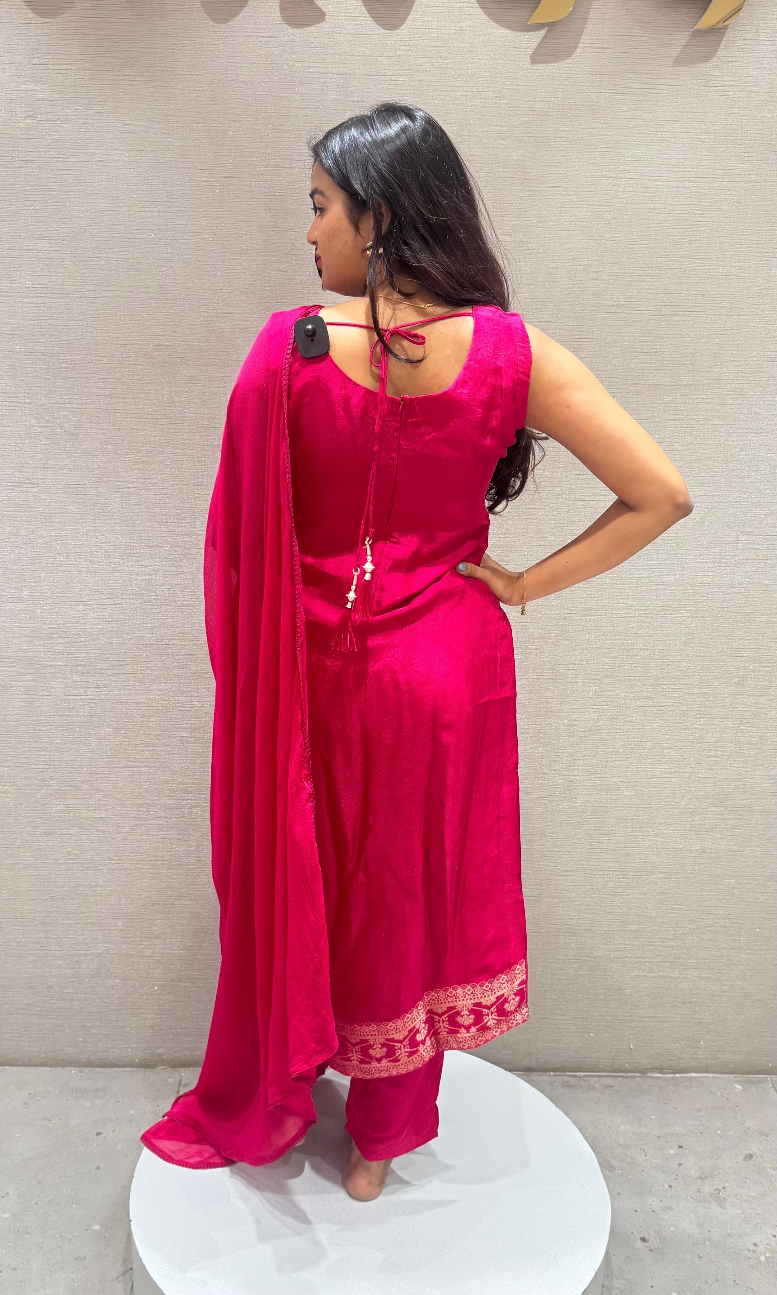 Pink golden banarasi kurta set