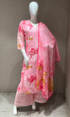 lotus pink floral kurta with wide leg pants