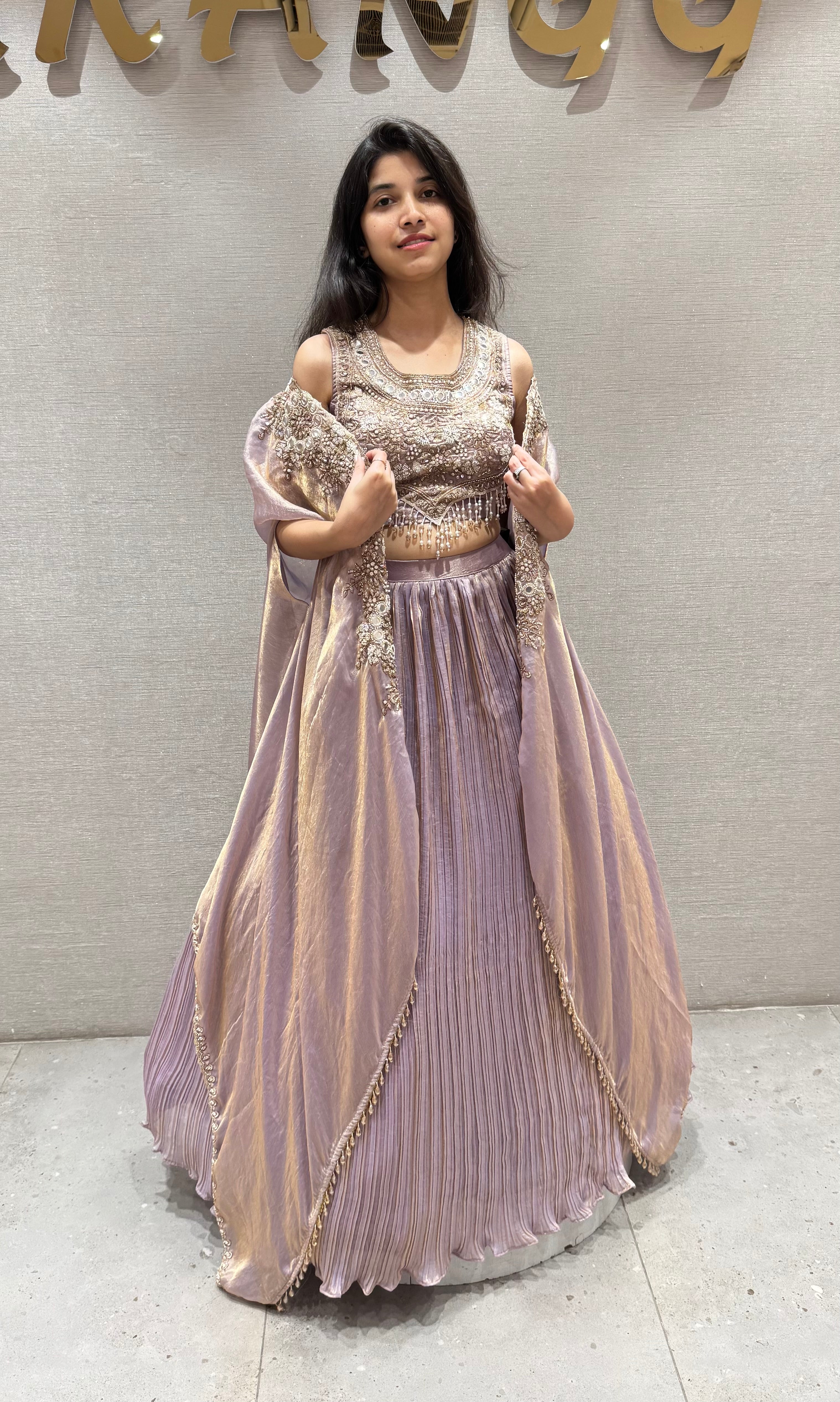 Onion pink GOLD EMBROIDERED LEHENGA