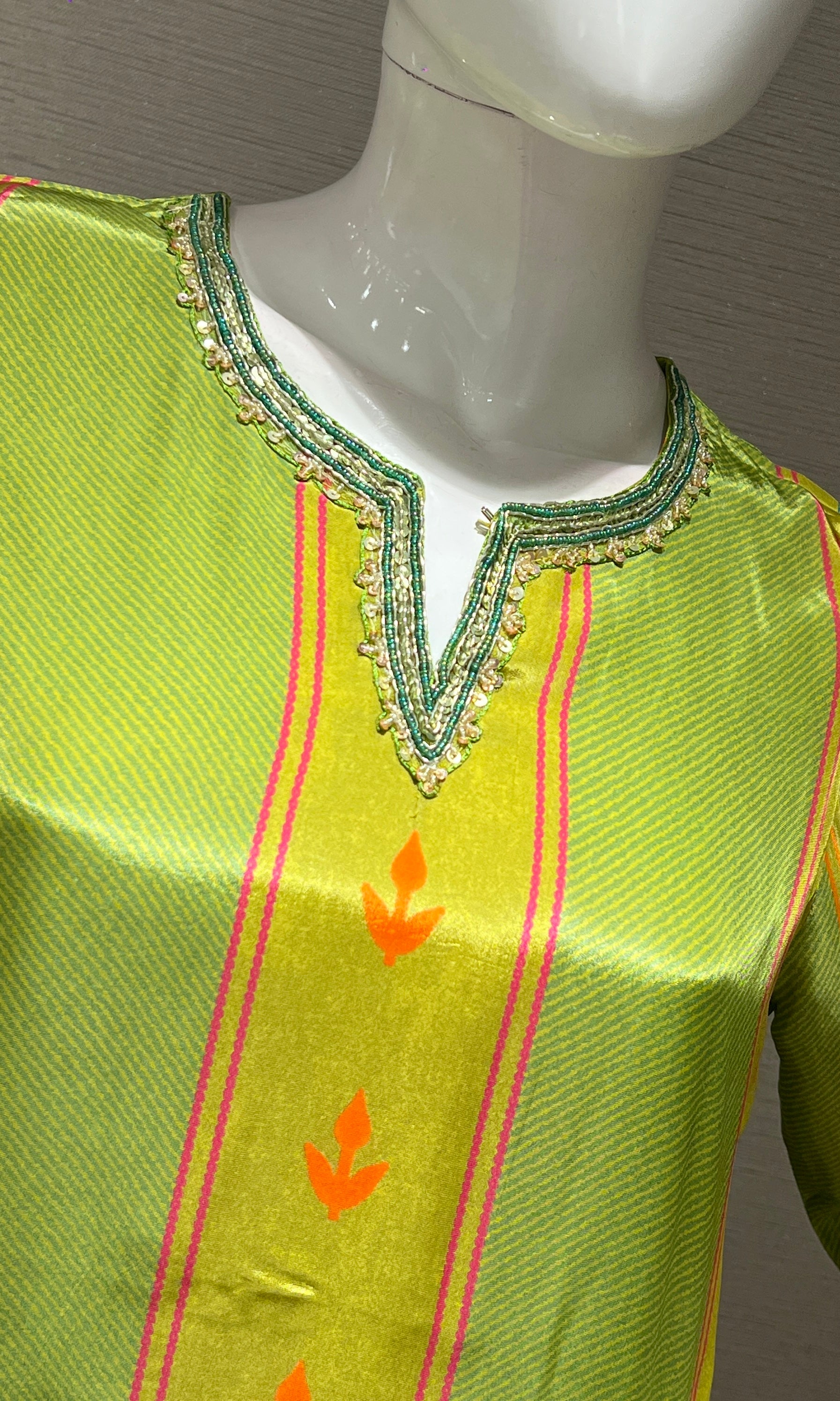 Green Floral Print Kurta Set with Dupatta