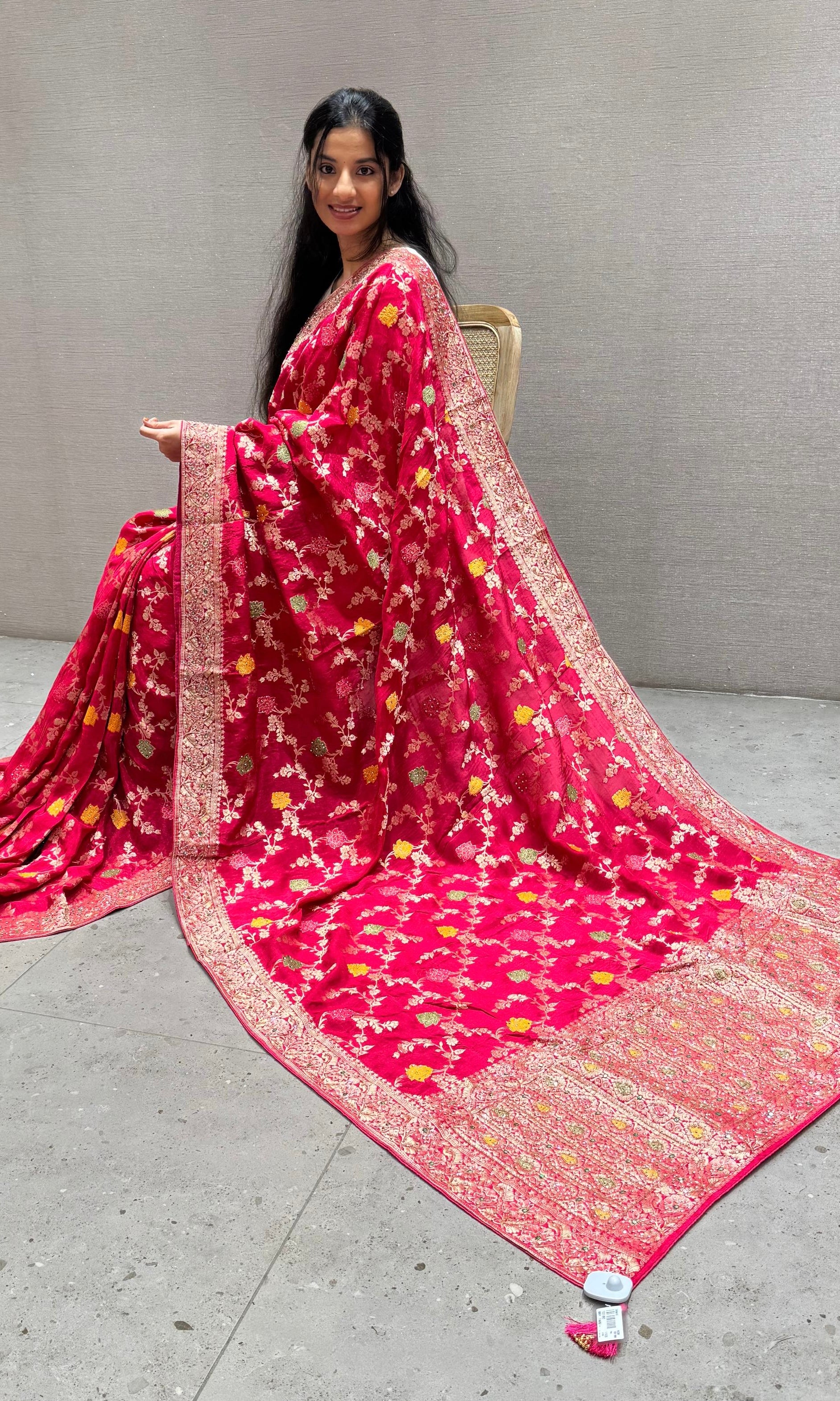 Pink Banarasi saree