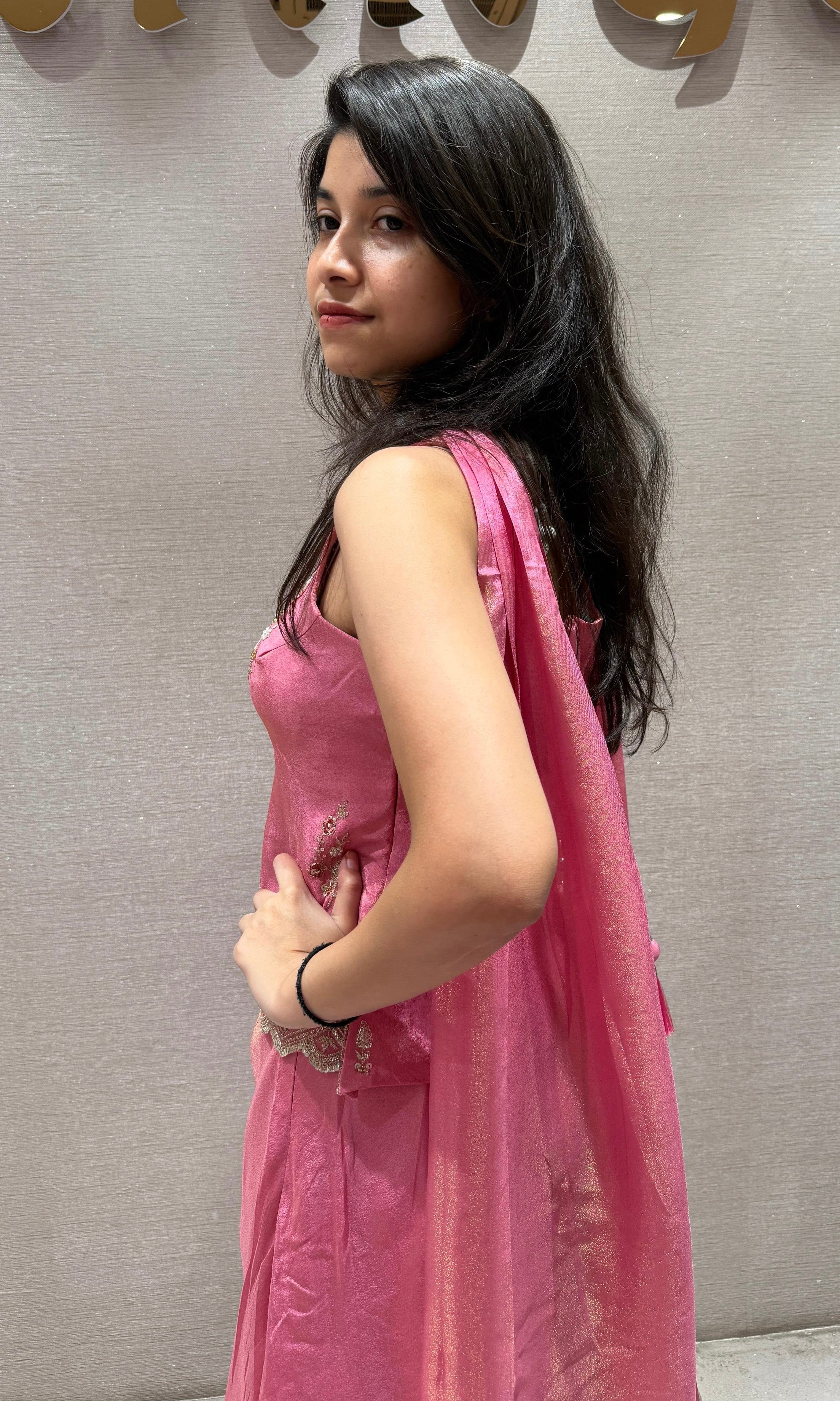 Rose Petal Peplum Palazzo Set