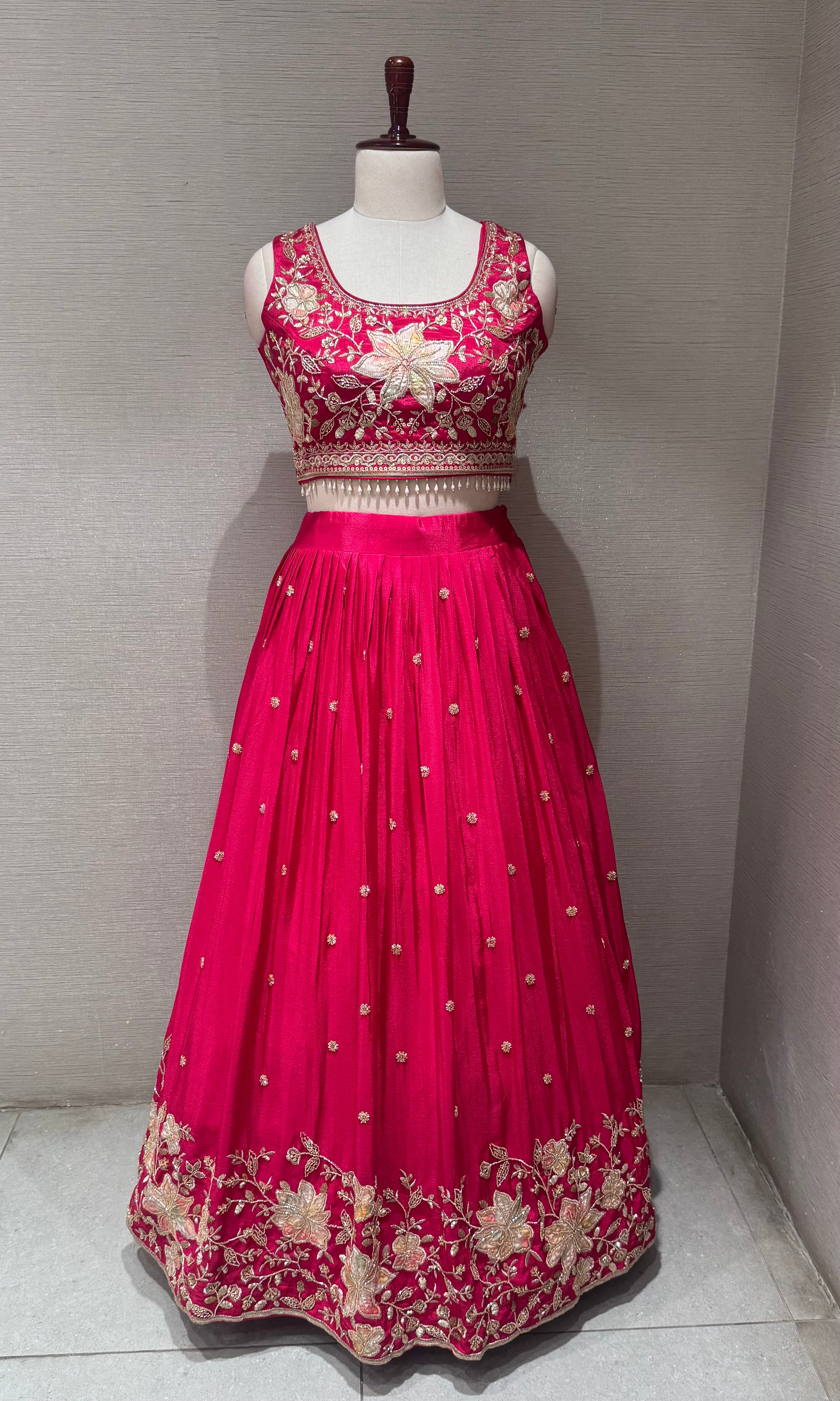 Rani tissue silk Floral Embroidered Lehenga Set