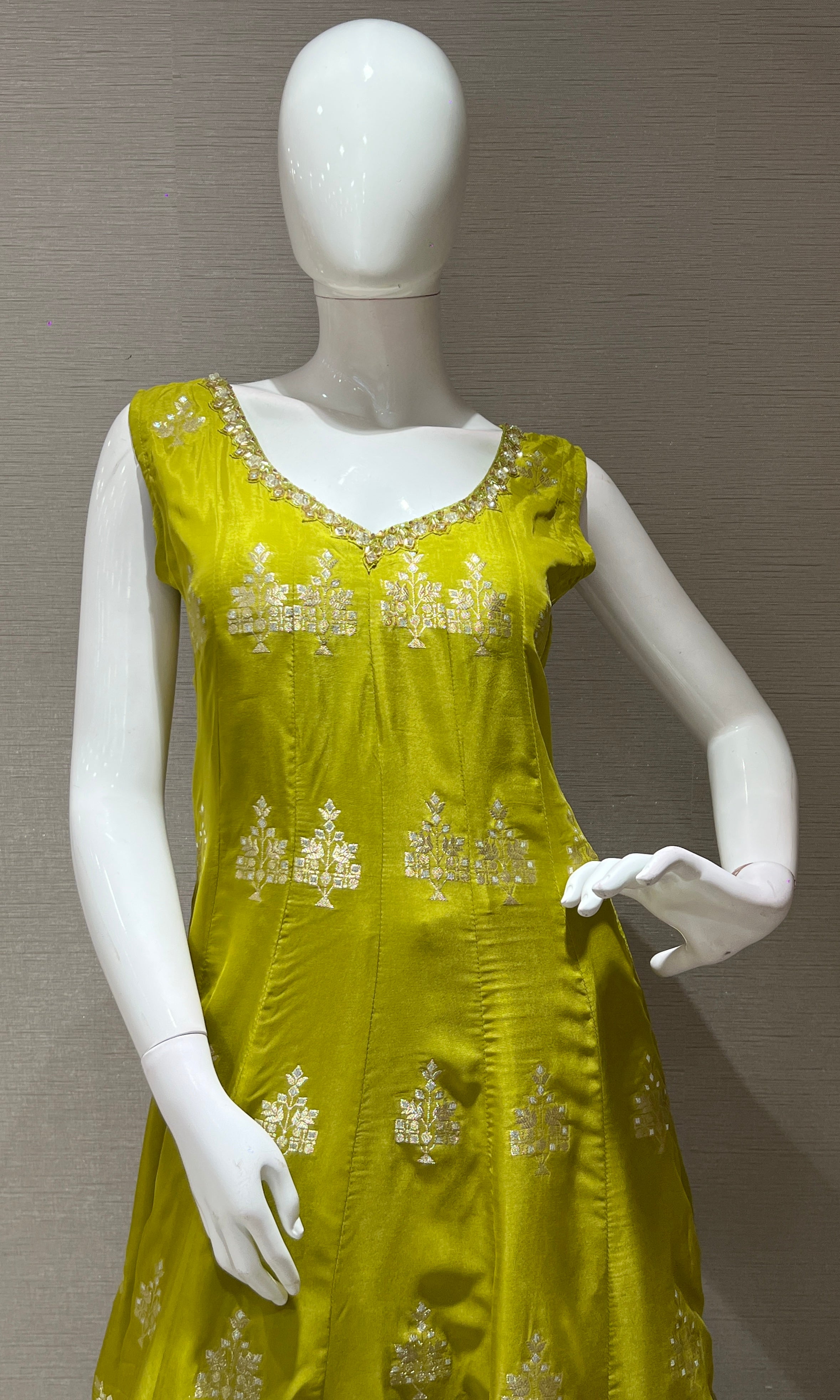 Green Anarkali with palazzo pants