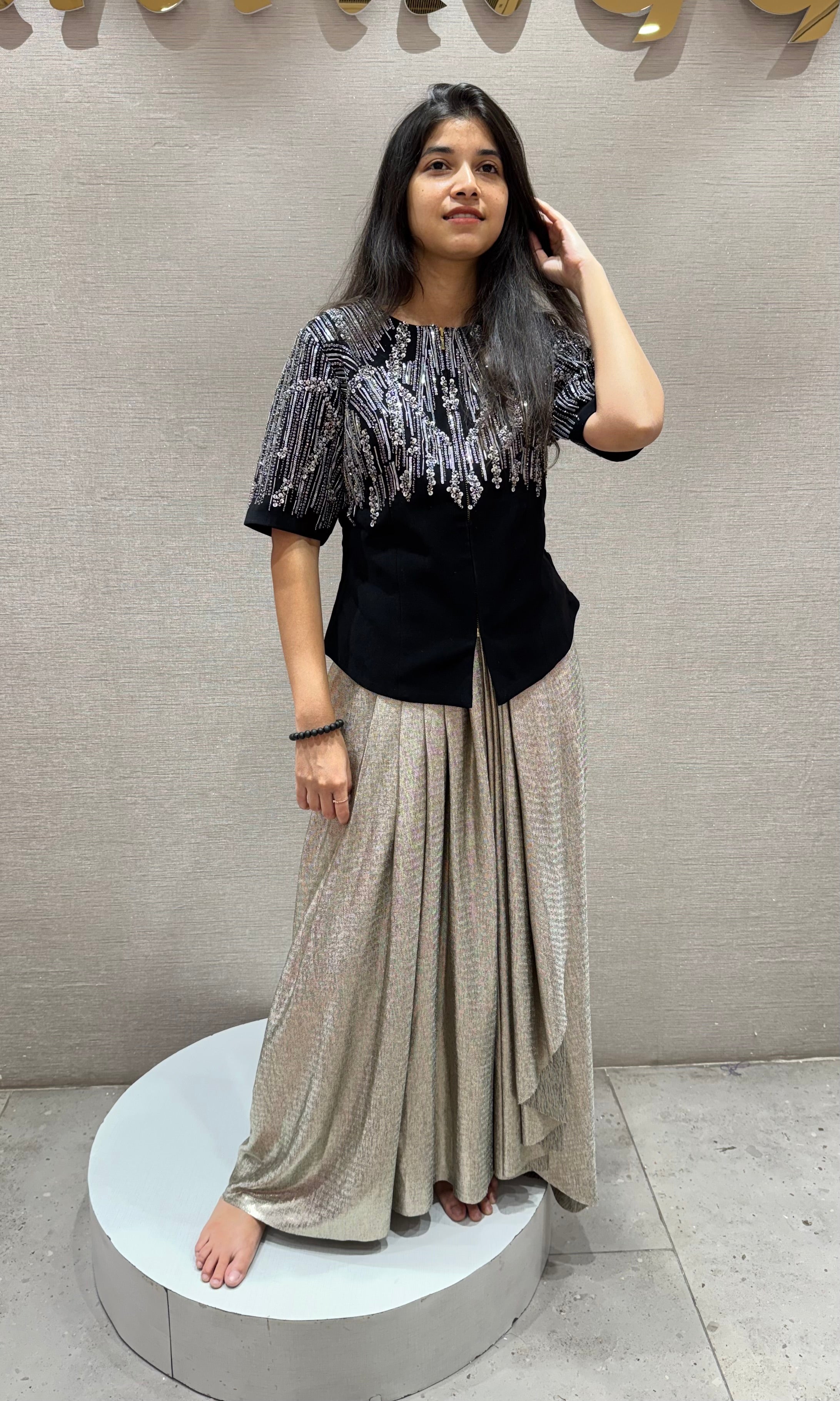 Black 3 PIECE INDO WESTERN DRESS