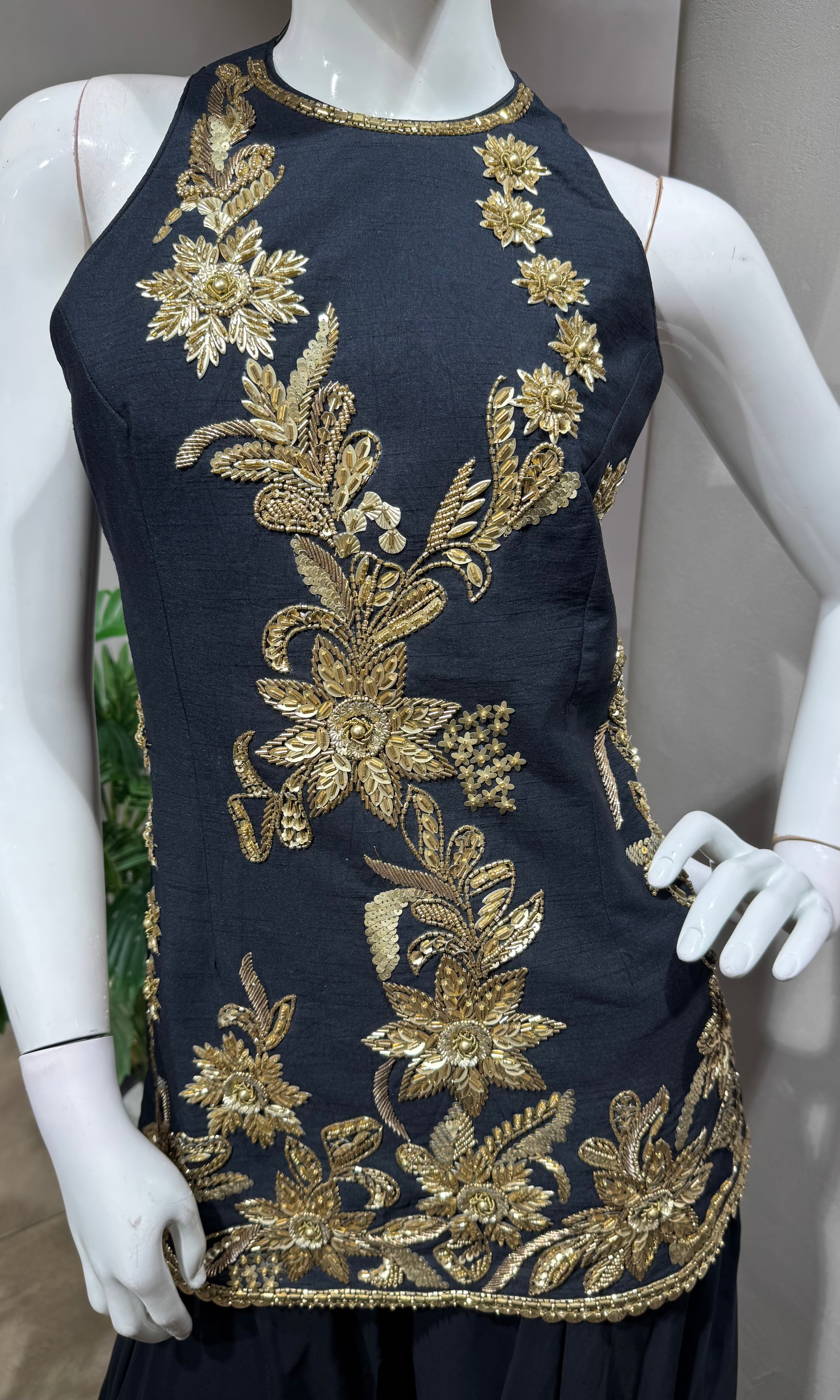 Royal Black floral printed Sharara set