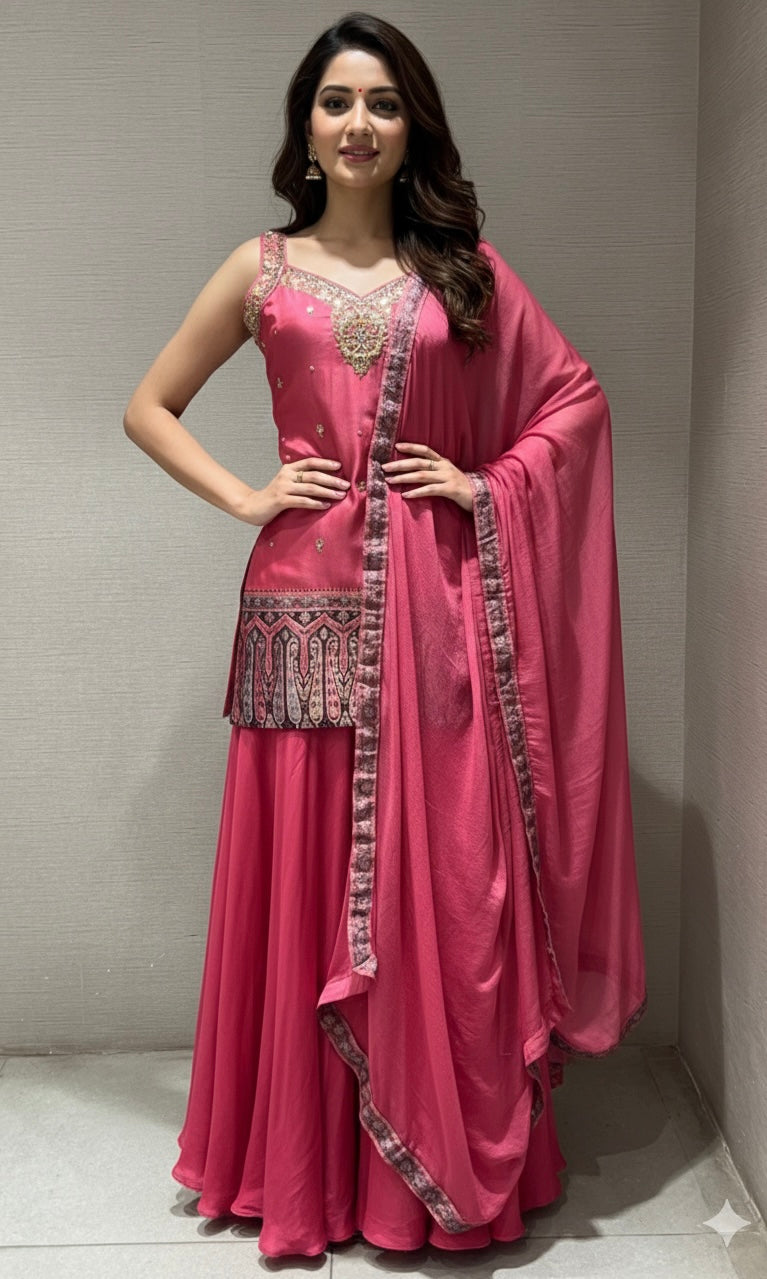 Pink EMBELLISHED SHARARA SET