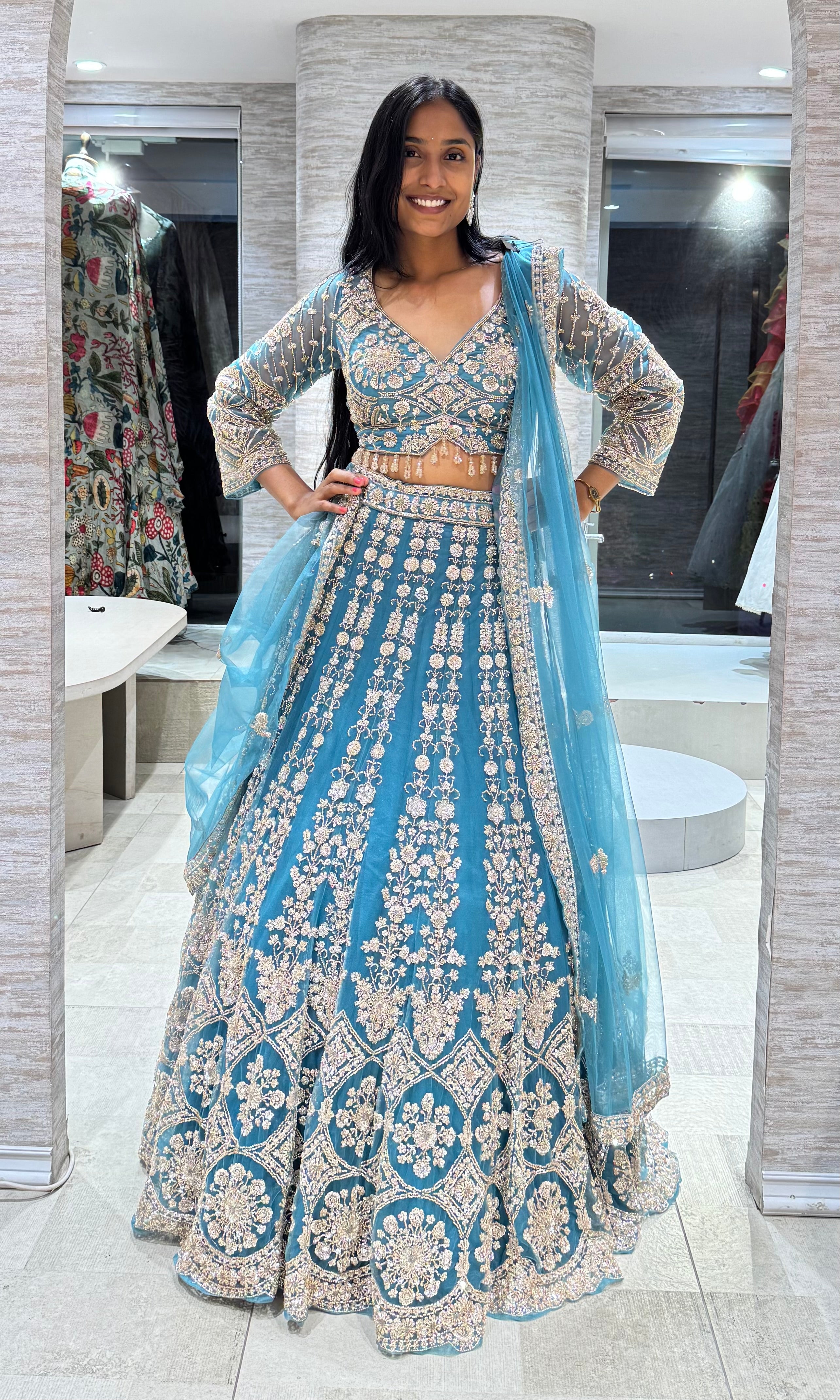 SEA GREEN INTRICATE EMBROIDERED LEHENGA