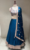 Rama Blue Mirrorwork Embroidered Lehenga Set