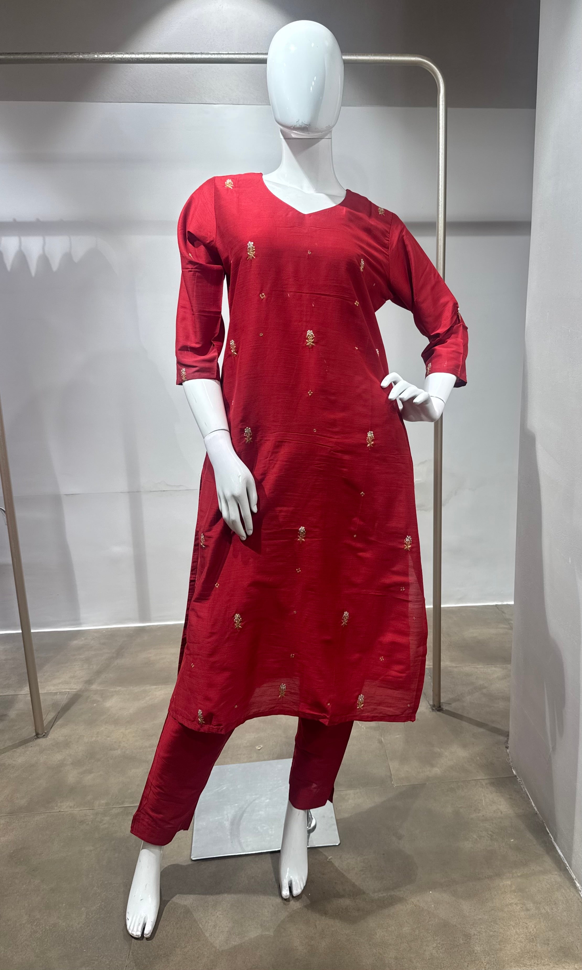 RUST Elegance Silk Blend Kurta Set with Dupatta