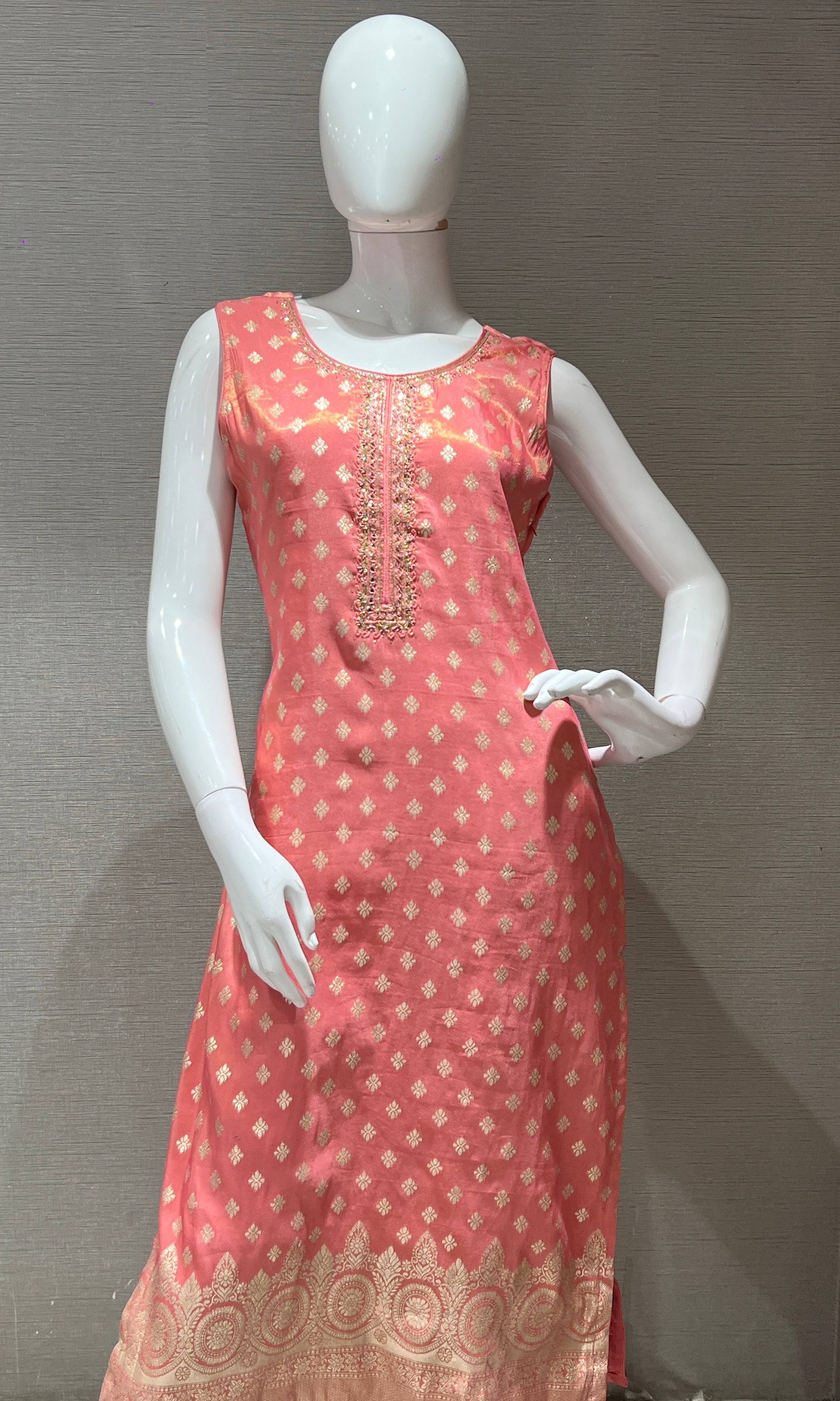 Peach BANARASI EMBROIDERED kurta set