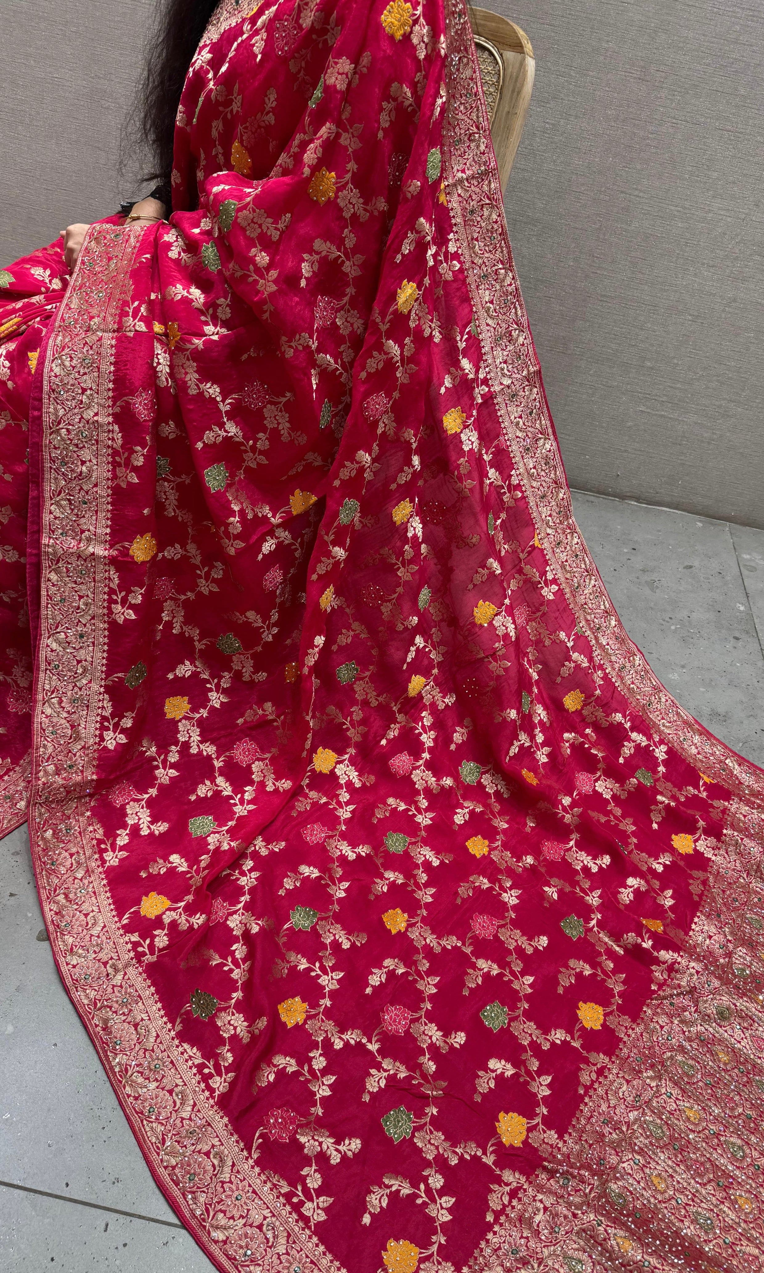 Pink Banarasi saree