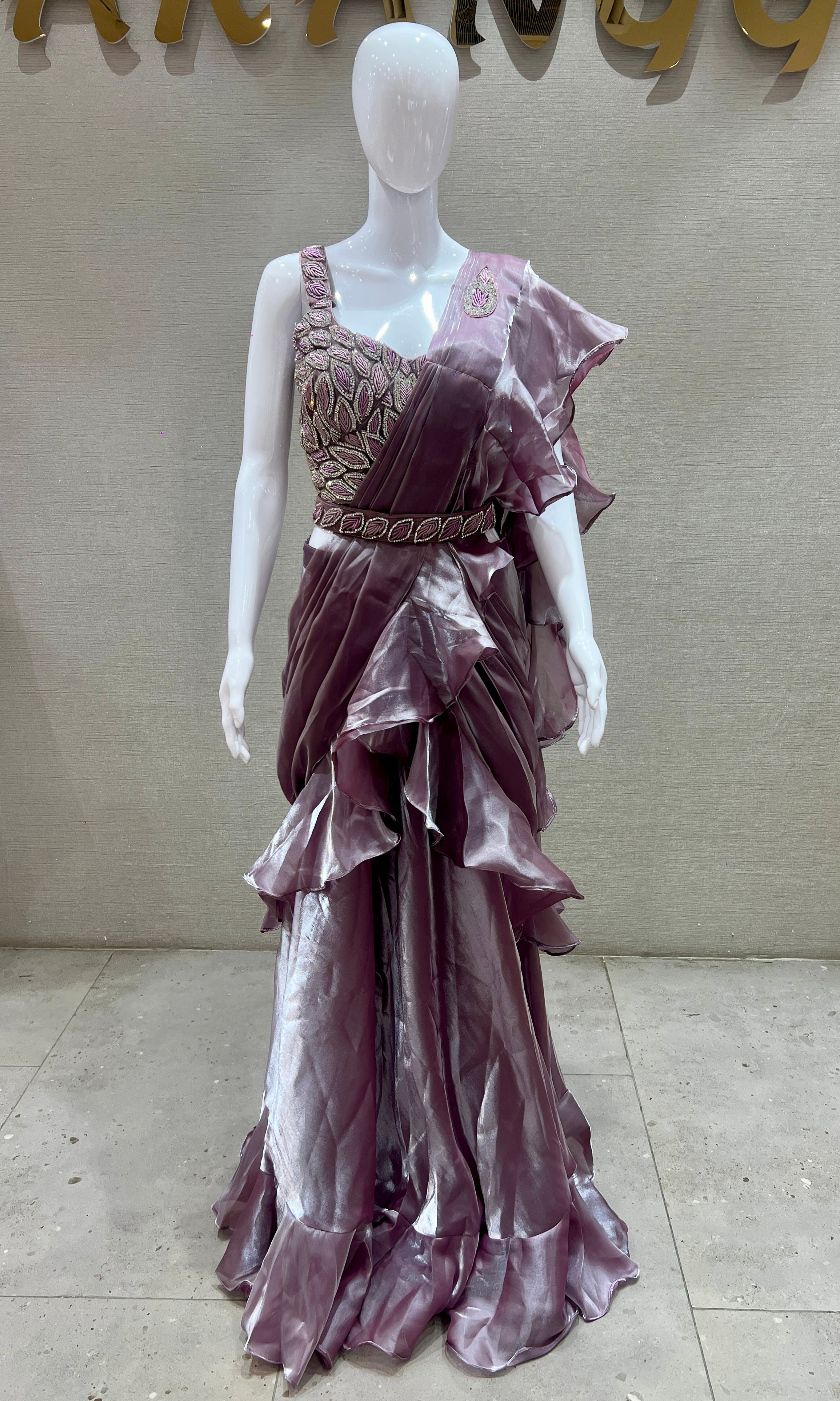 Light purple one minute saree