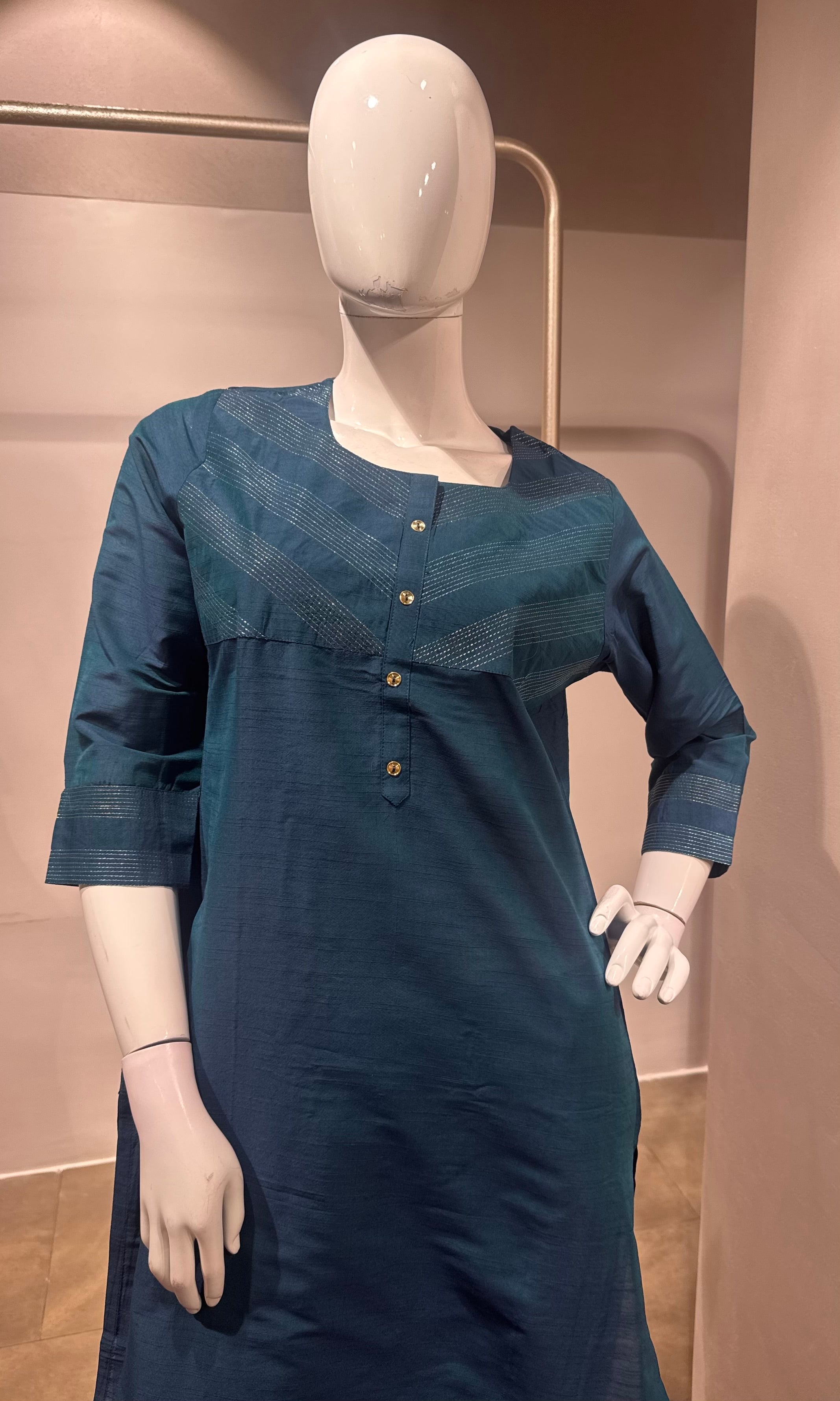 blue Silk Kurta Set with Dupatta