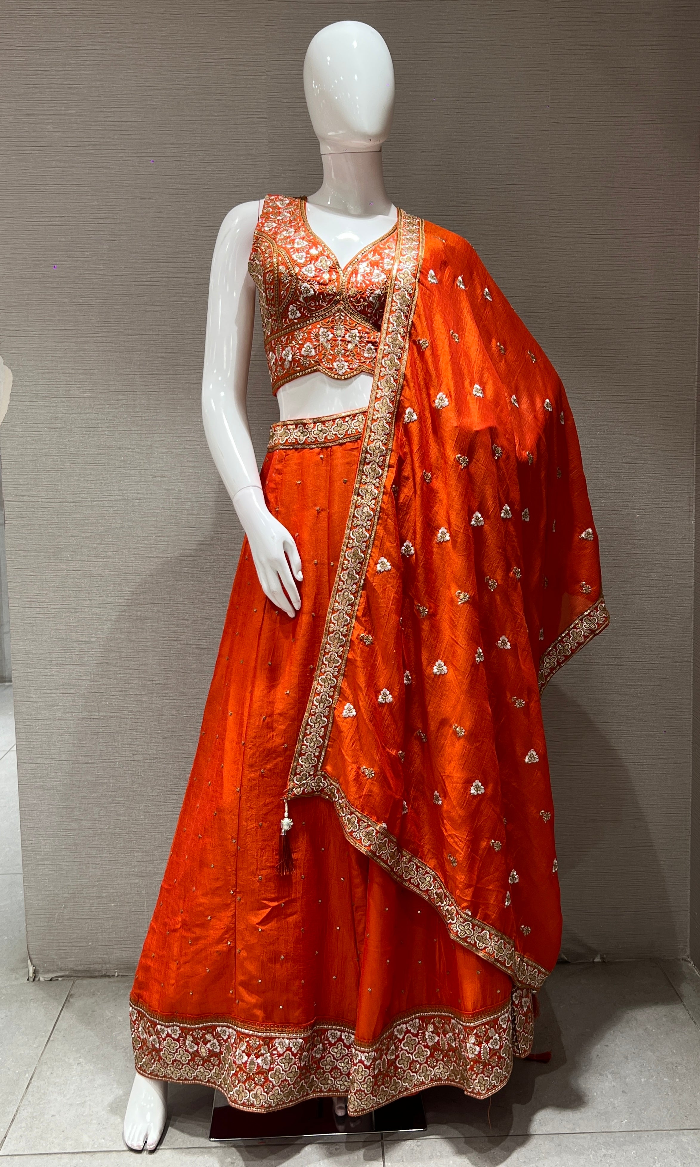 Rust golden embroidered Lehenga