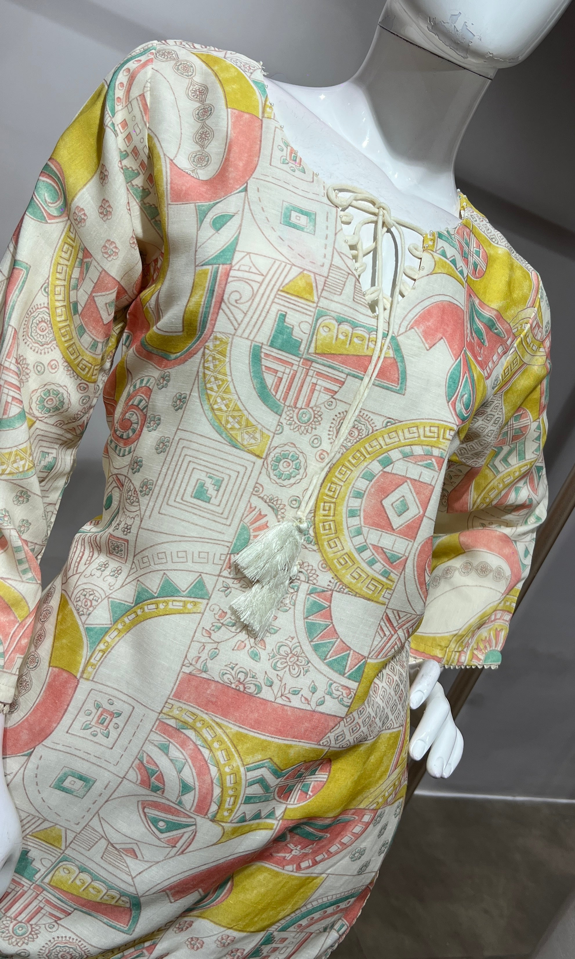 Yellow Pastel Floral Printed Farsi salwar