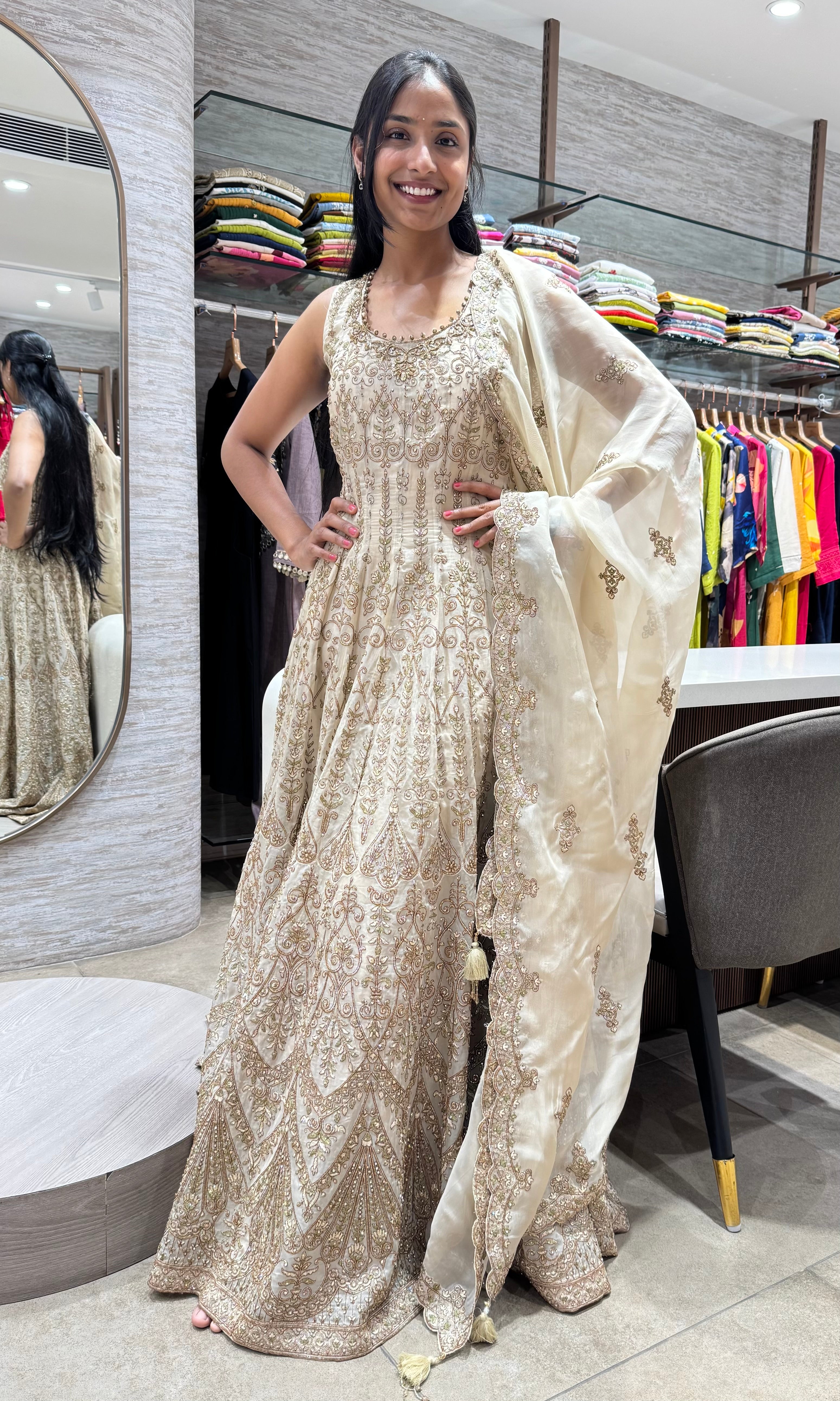 BEAGH ETHNIC GOLDEN EMBROIDERY ANARKALI SET