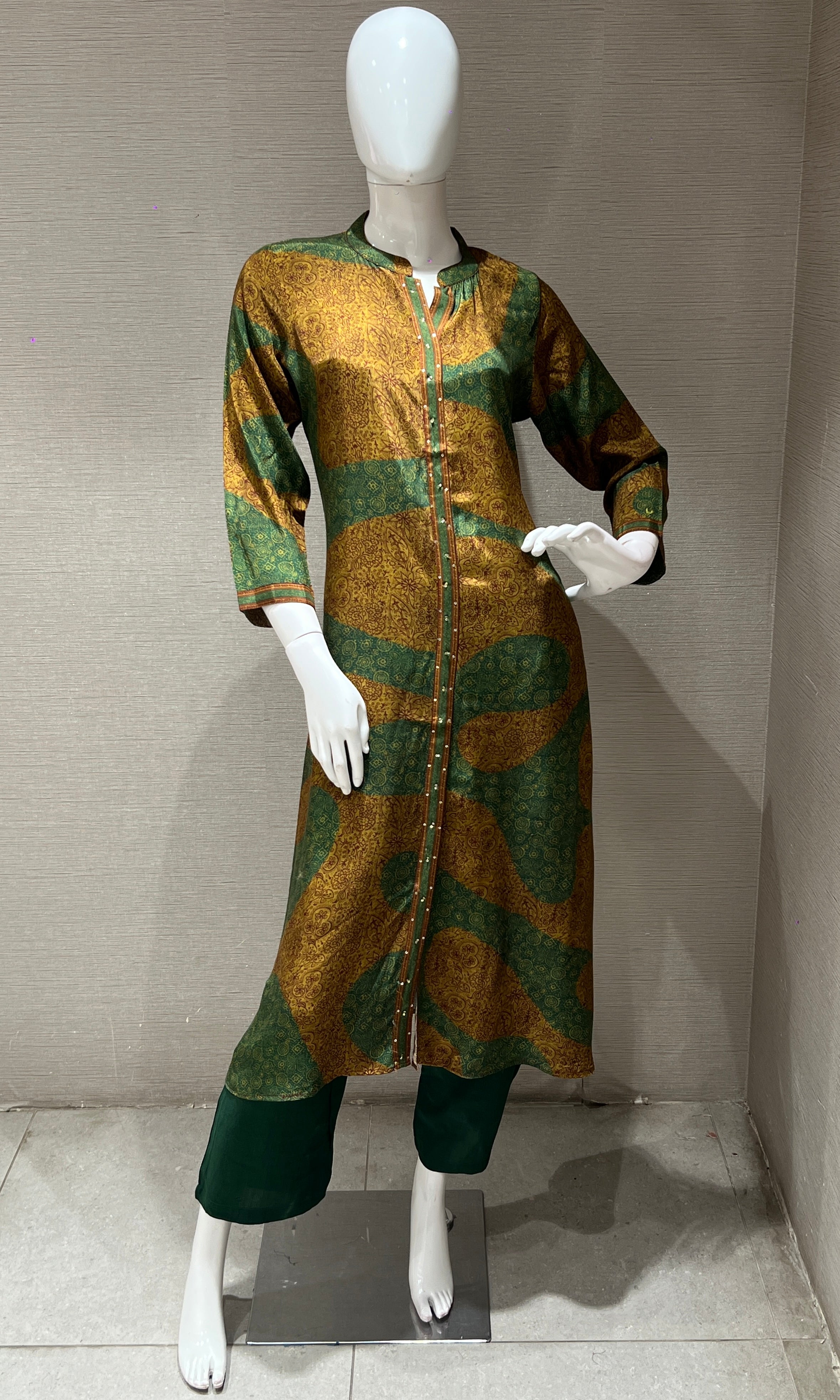 green Kurti top with bottom