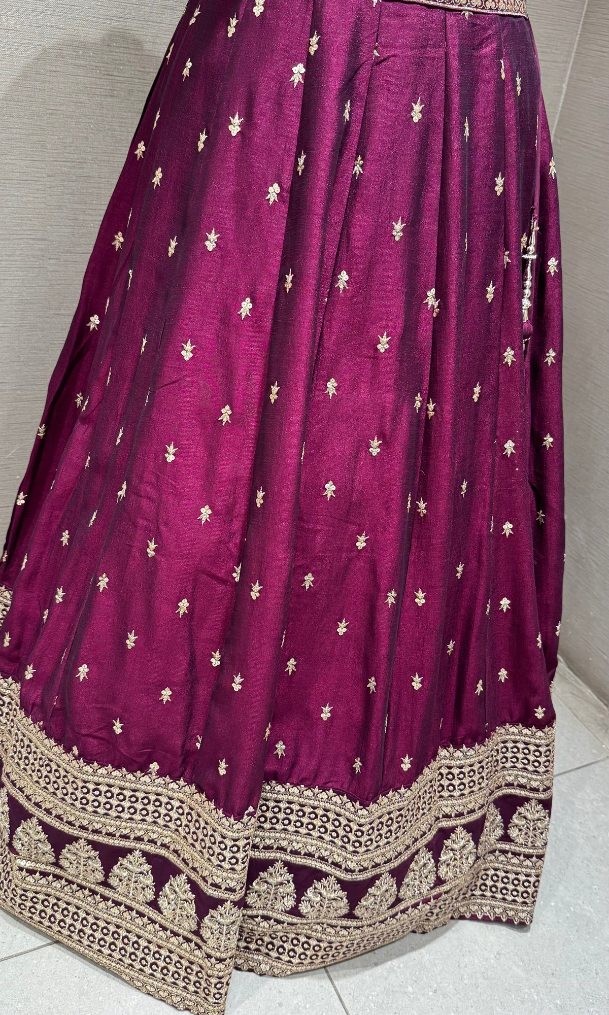 Royal Plum wine Lehenga Choli with Zari Borders
