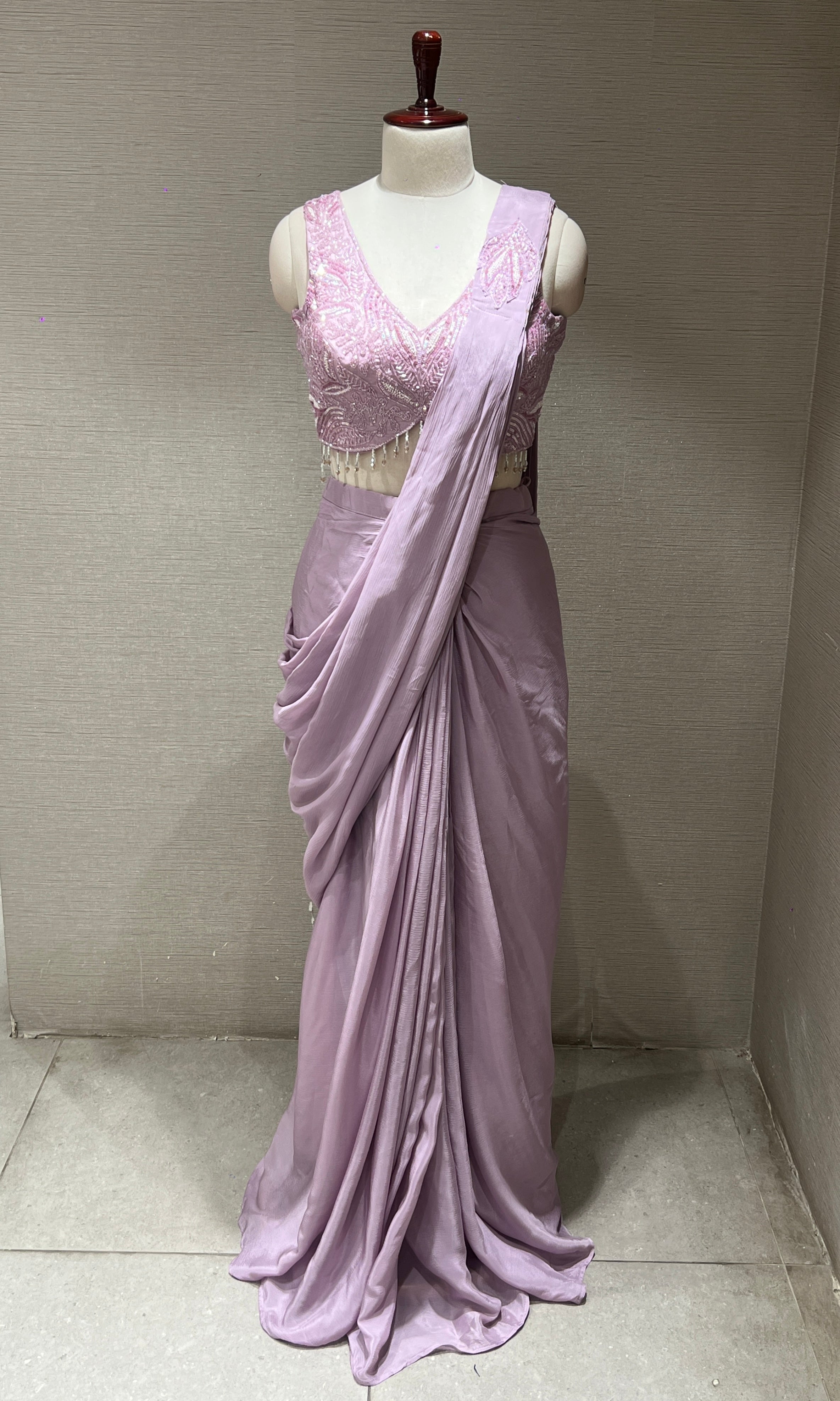 Lilac one minute saree