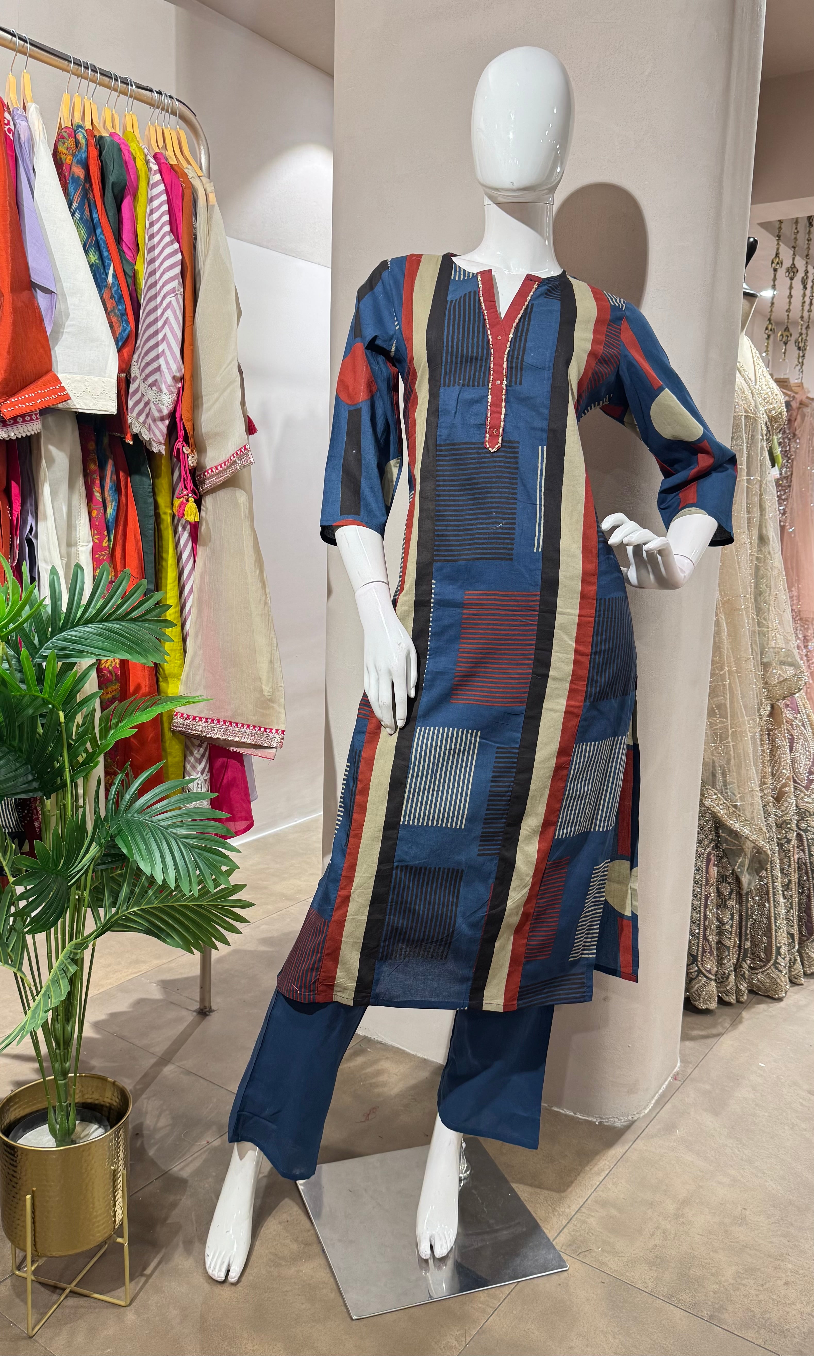 BLUE PRINTED KURTA SET
