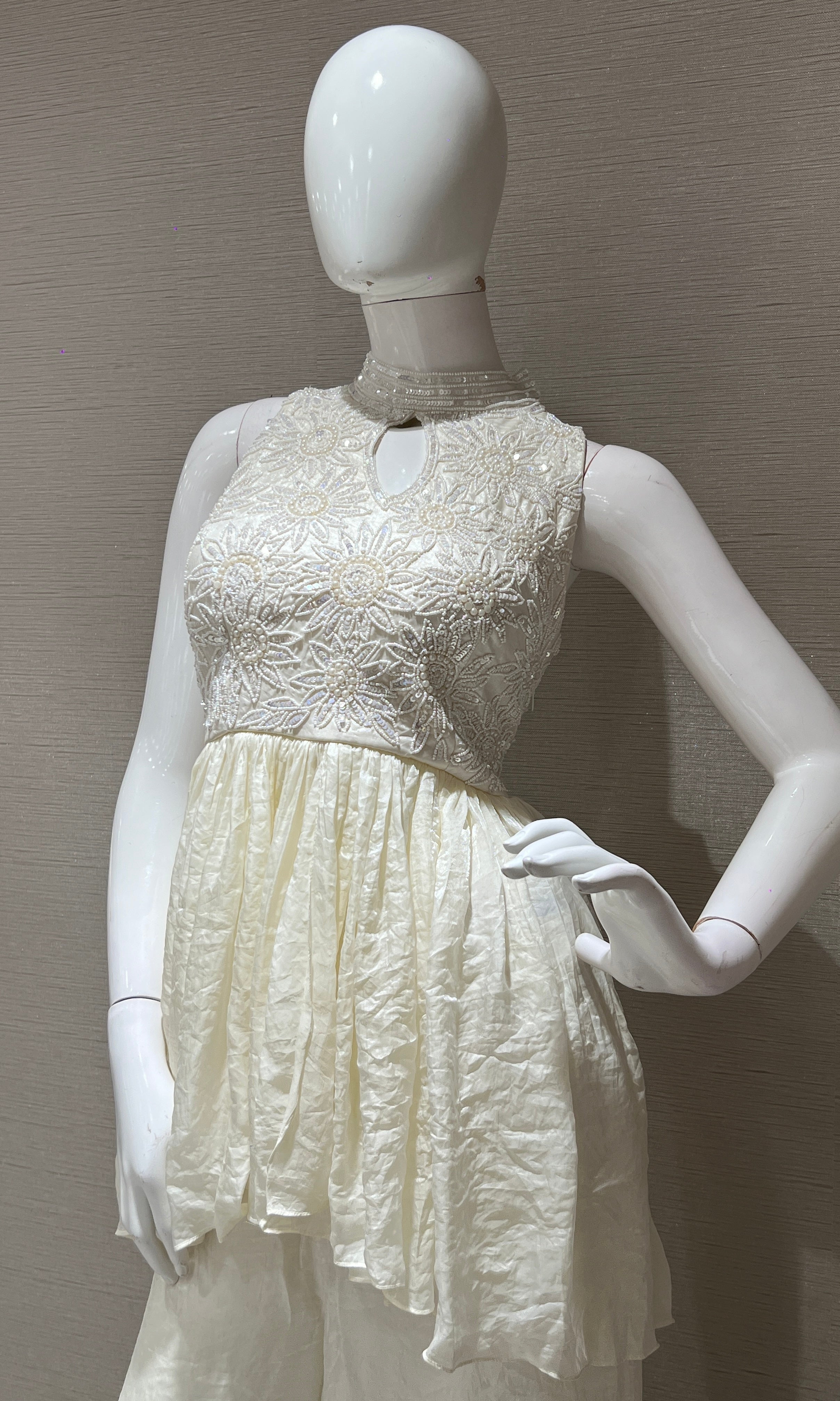 ivory white palazzo with peplum blouse