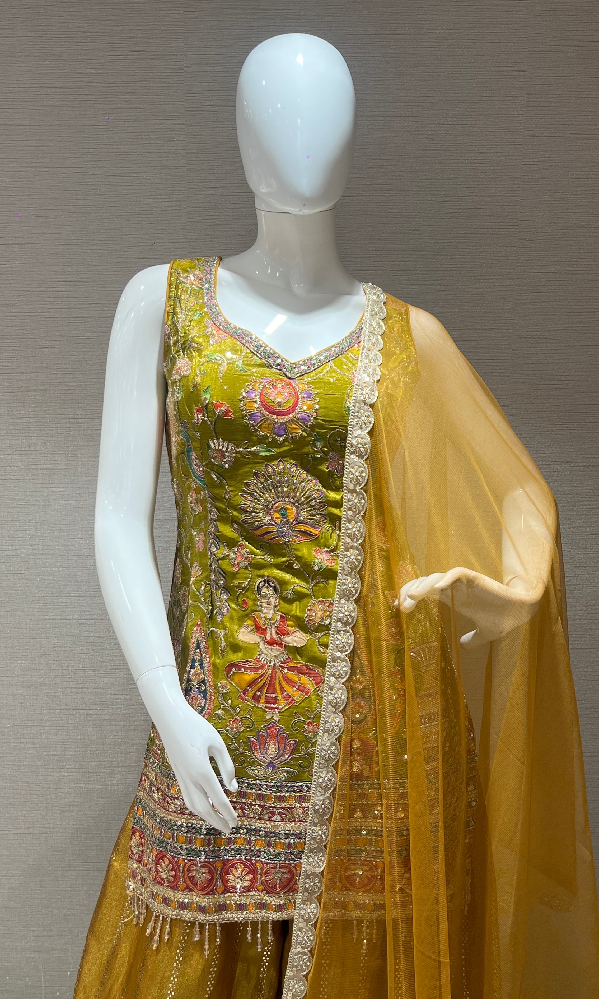 Mustard yellow sharara