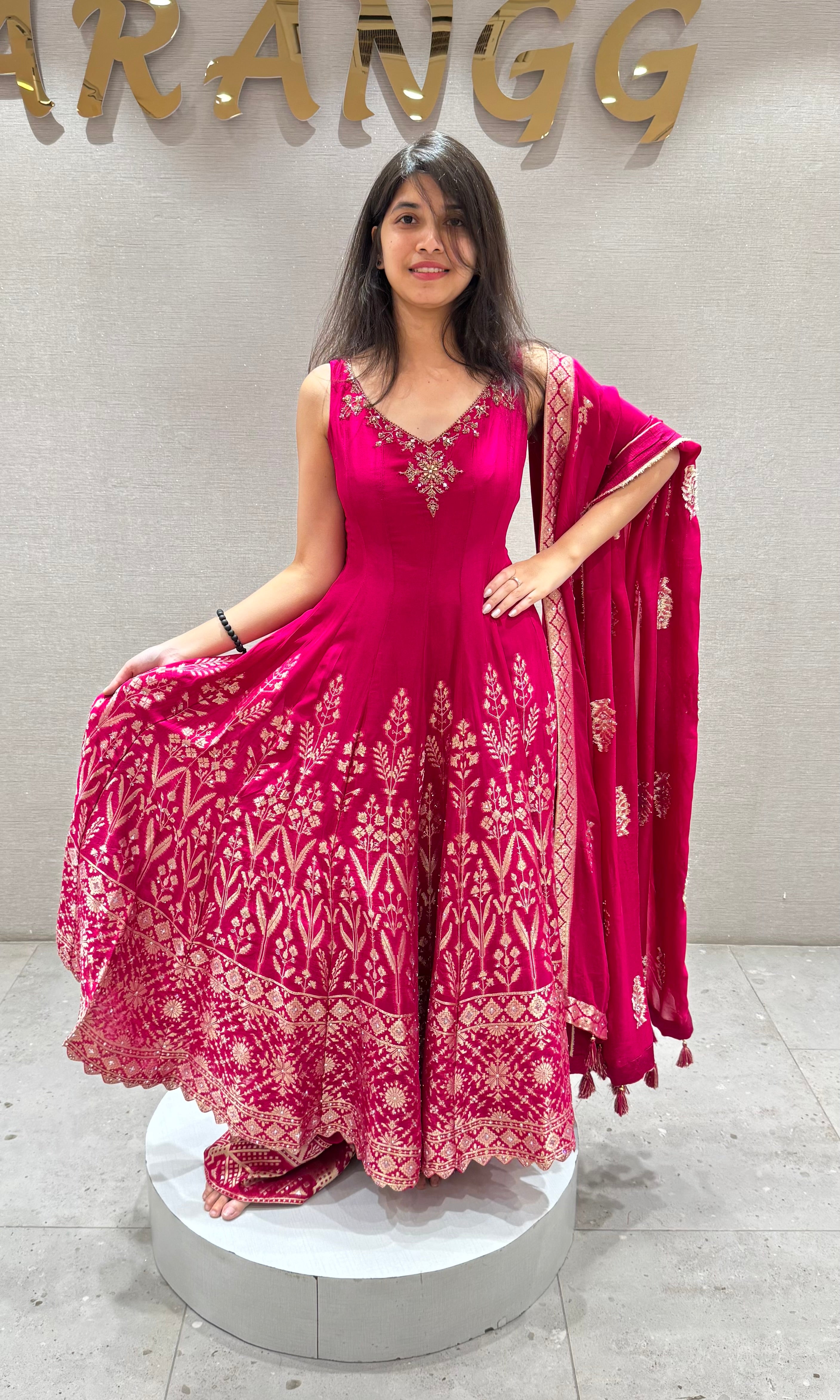 Rani pink EMBROIDERED Anarkali