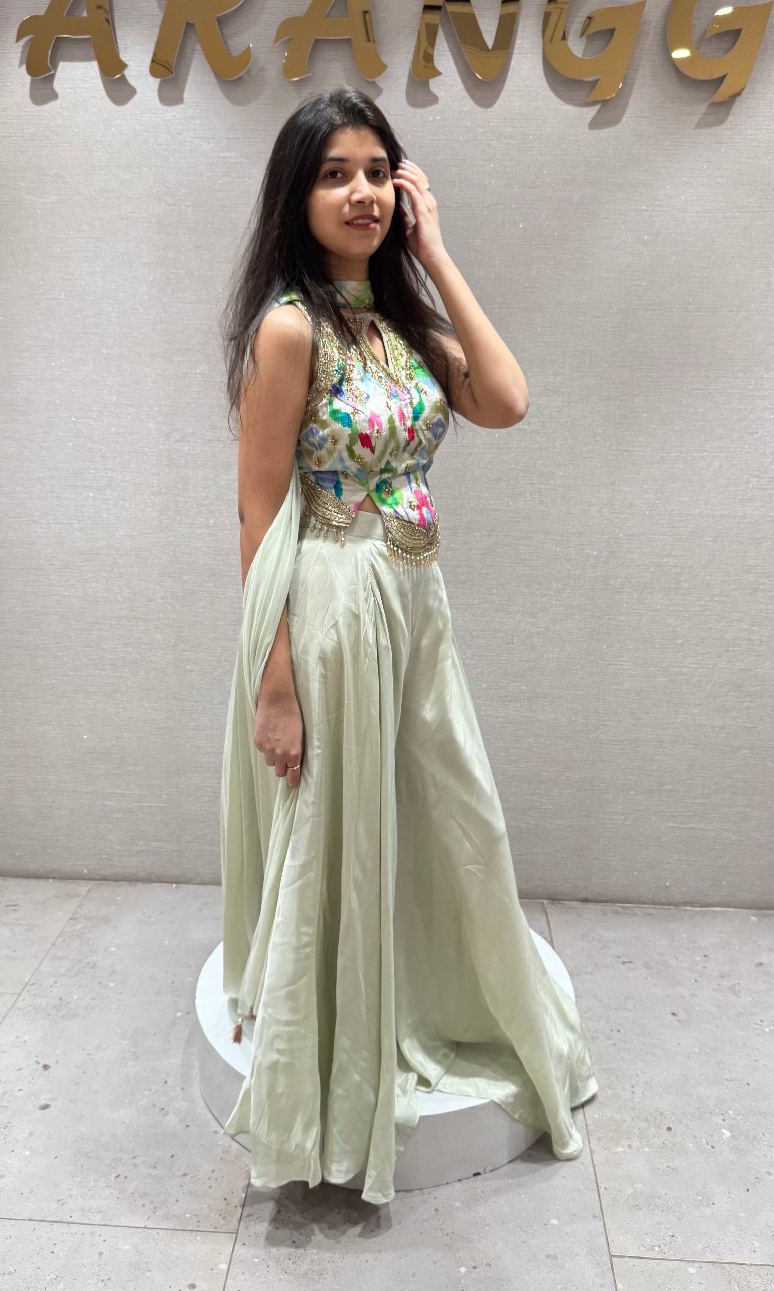 GREY Indo-Western fusion of flared palazzos