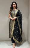 Black EMBROIDERED ANARKALI KURTA SET