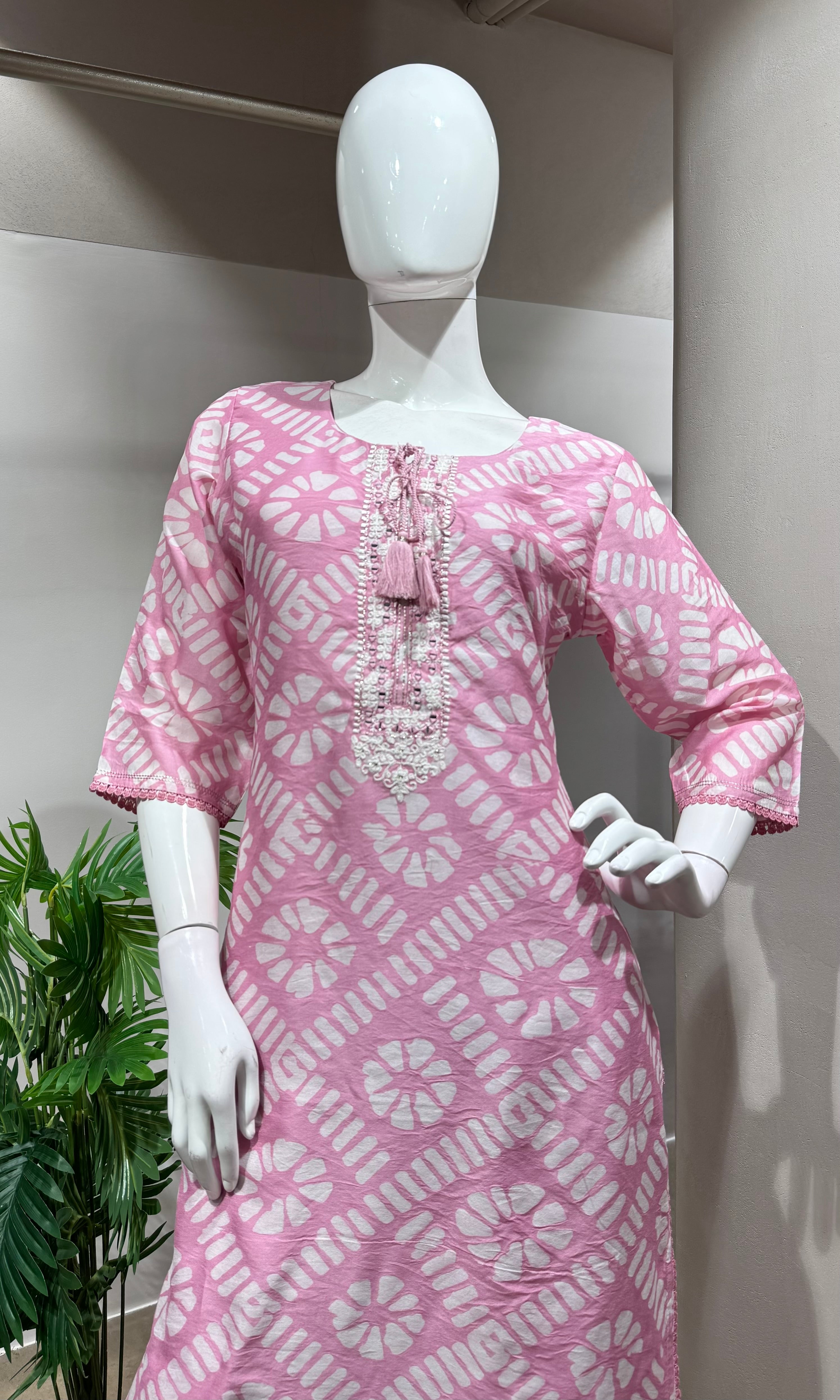 BABY Pink Floral Embroidery Kurta set
