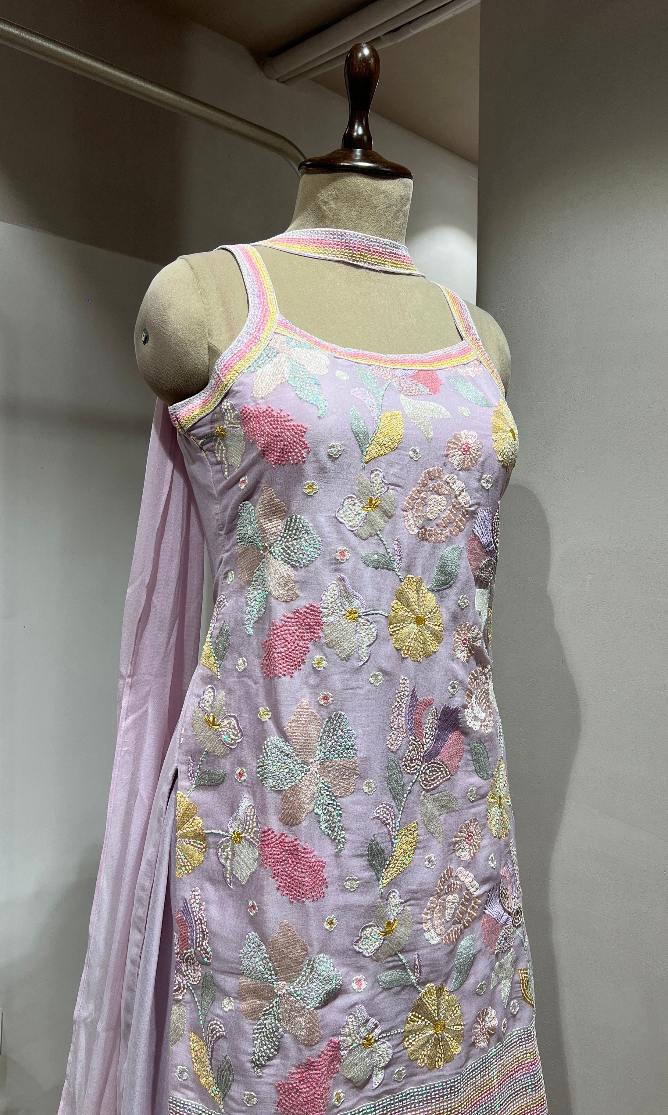 Lavender Bloom Chikankari SHARARA Set