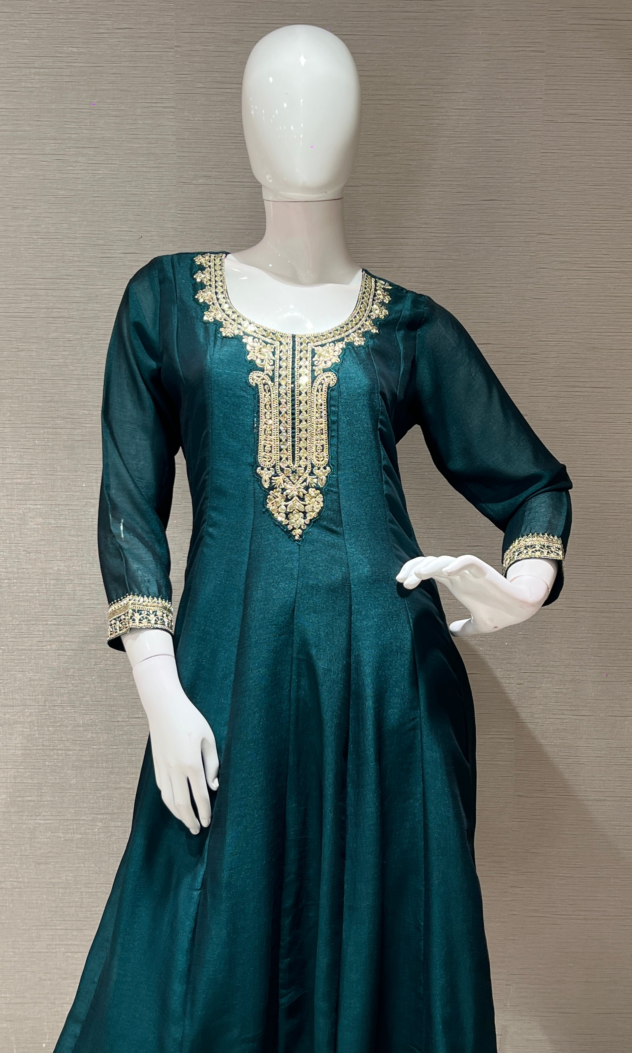 Green gold Ethnic Anarkali kurta set