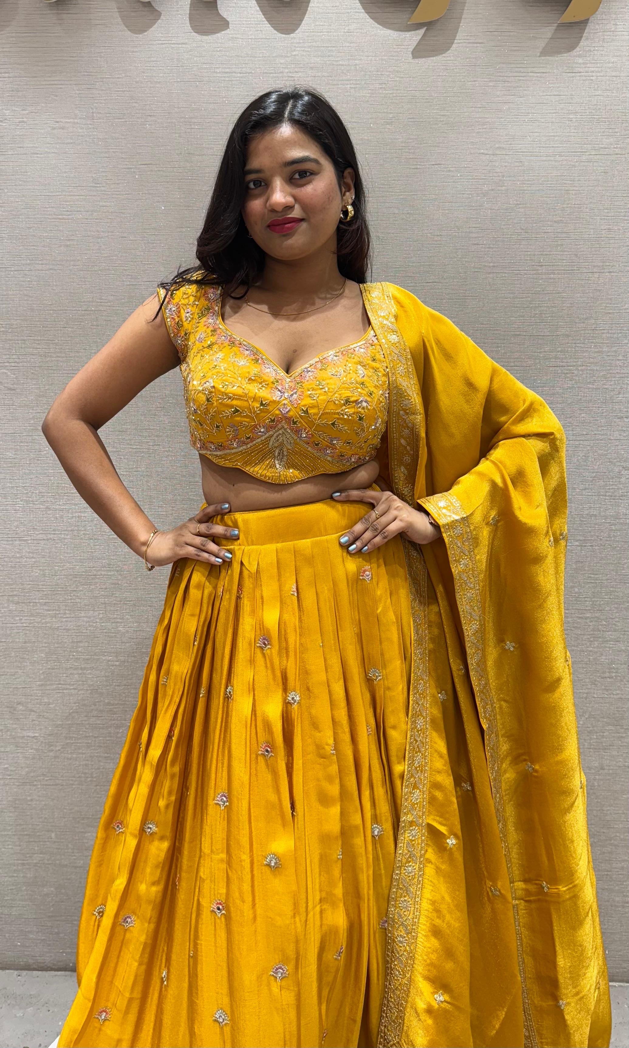 Yellow GOLDEN FLORAL Lehenga