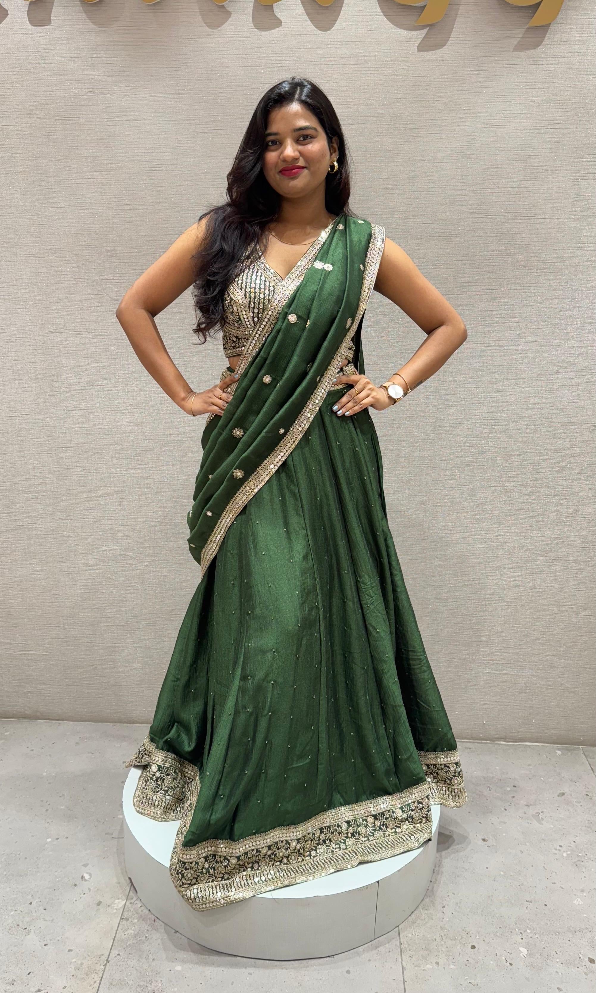 Green Embroidered Lehenga Choli