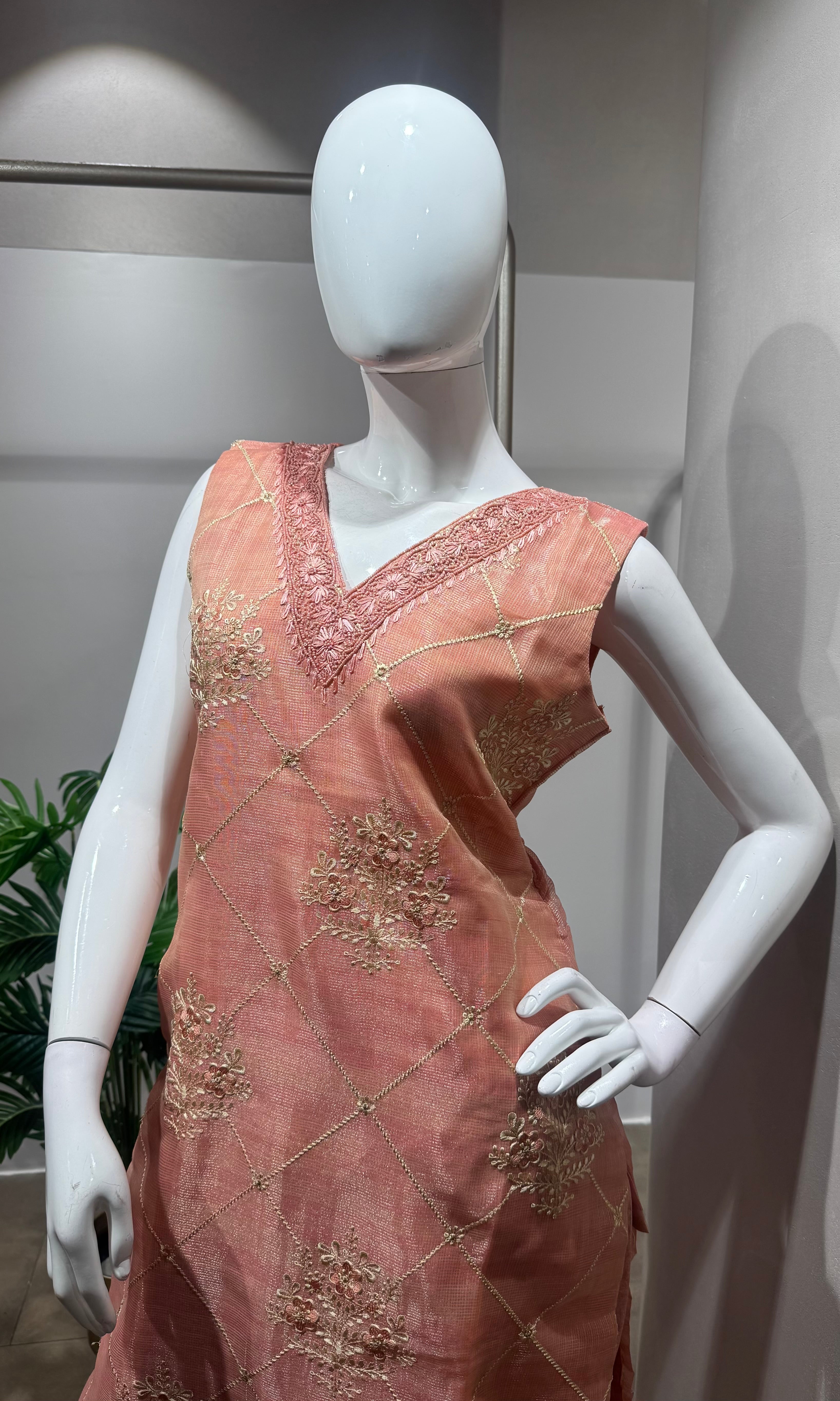 light pink embroidered kurta set