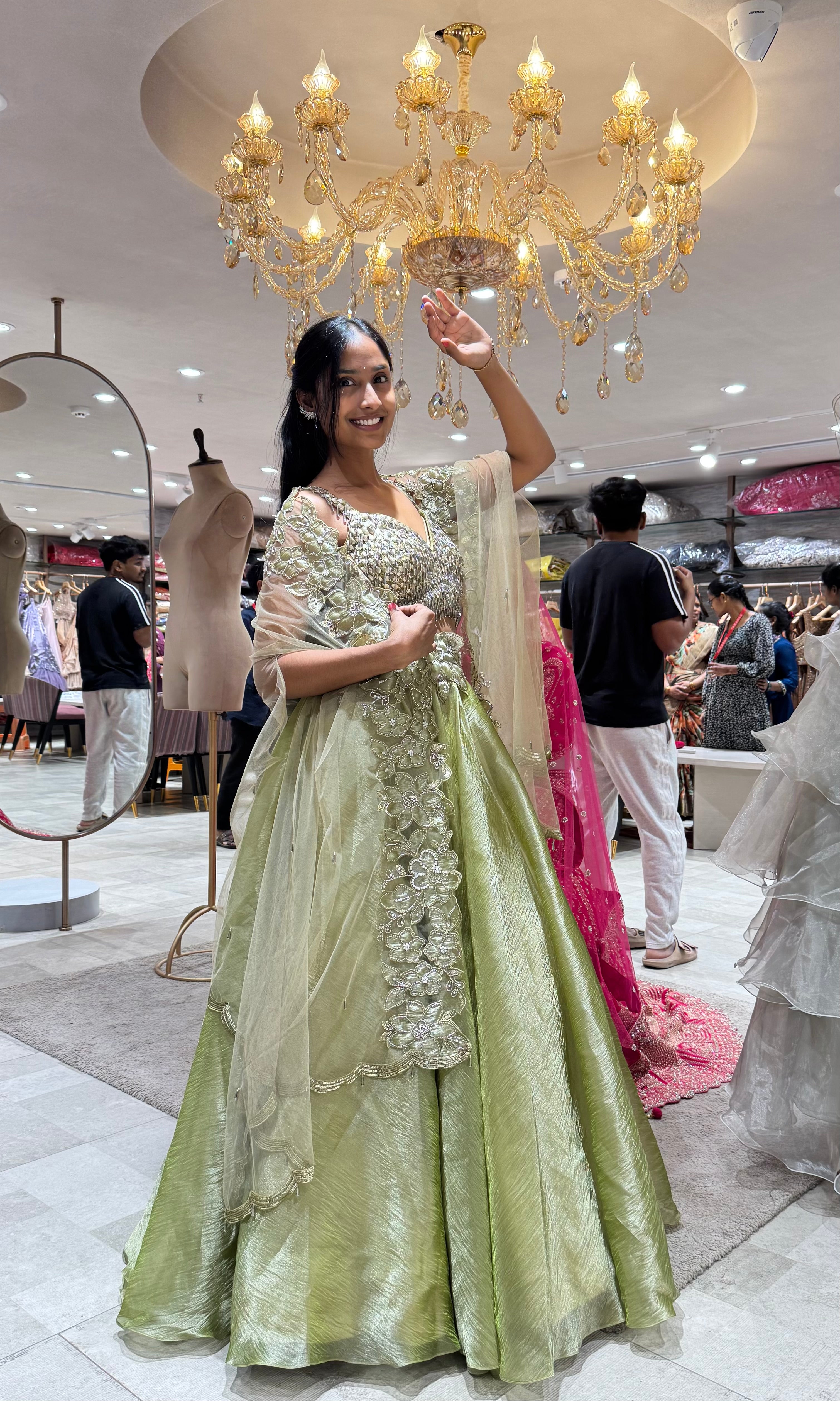 GREEN INTRICATE EMBROIDERED LEHENGA