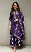 Purple floral kurta set with palazzo pants