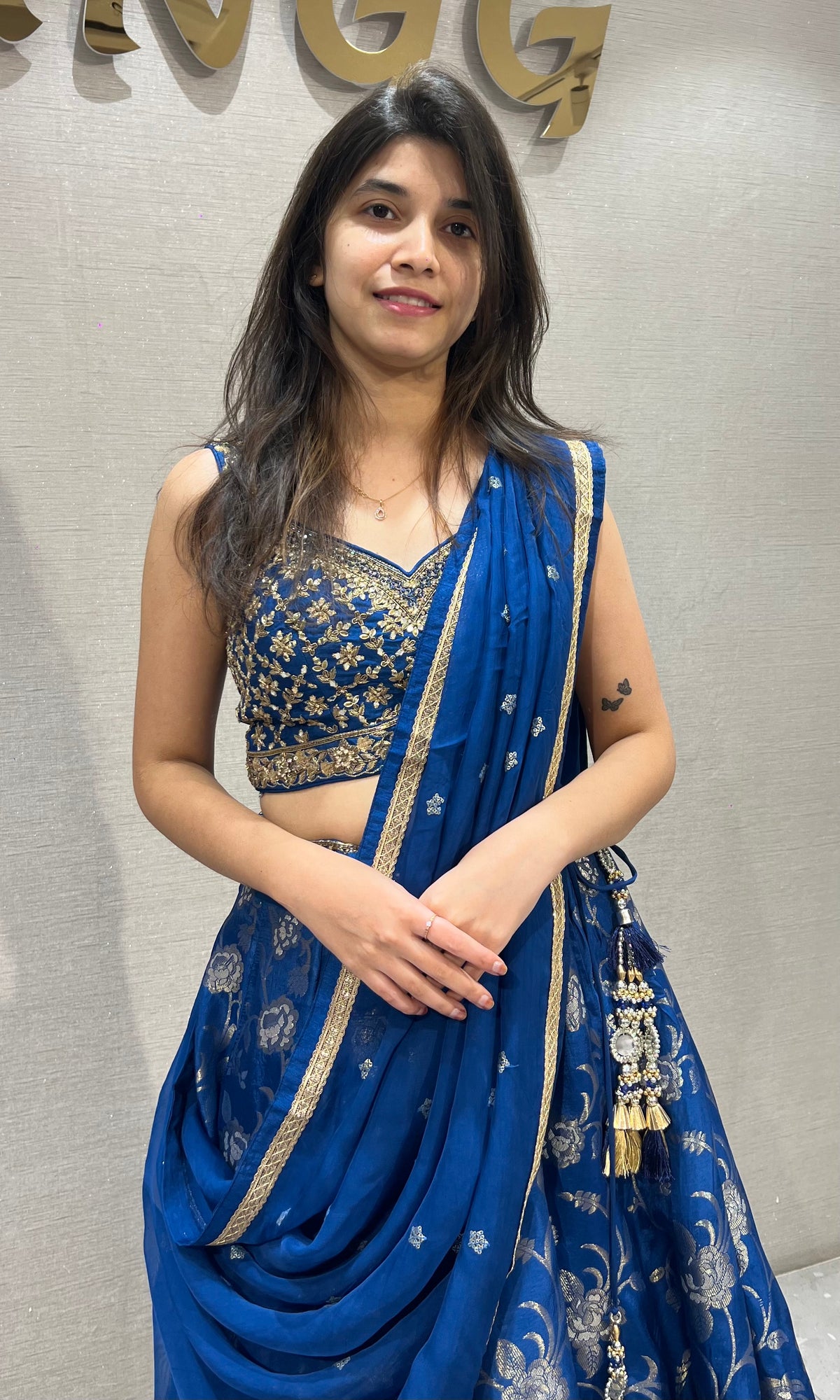Royal Blue silk Embroidered Lehenga Choli Set