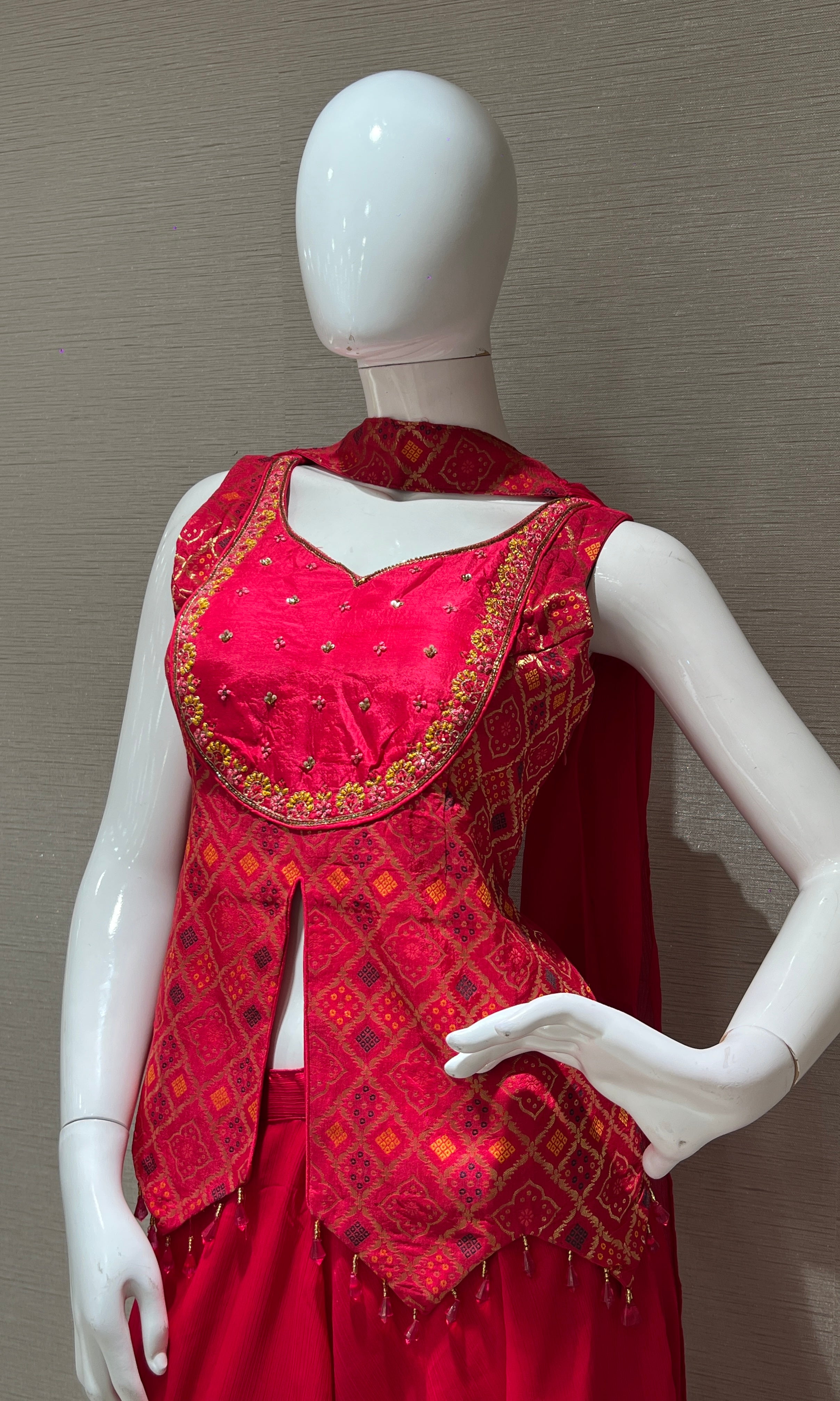 Rani Pink palazzo set with short blouse