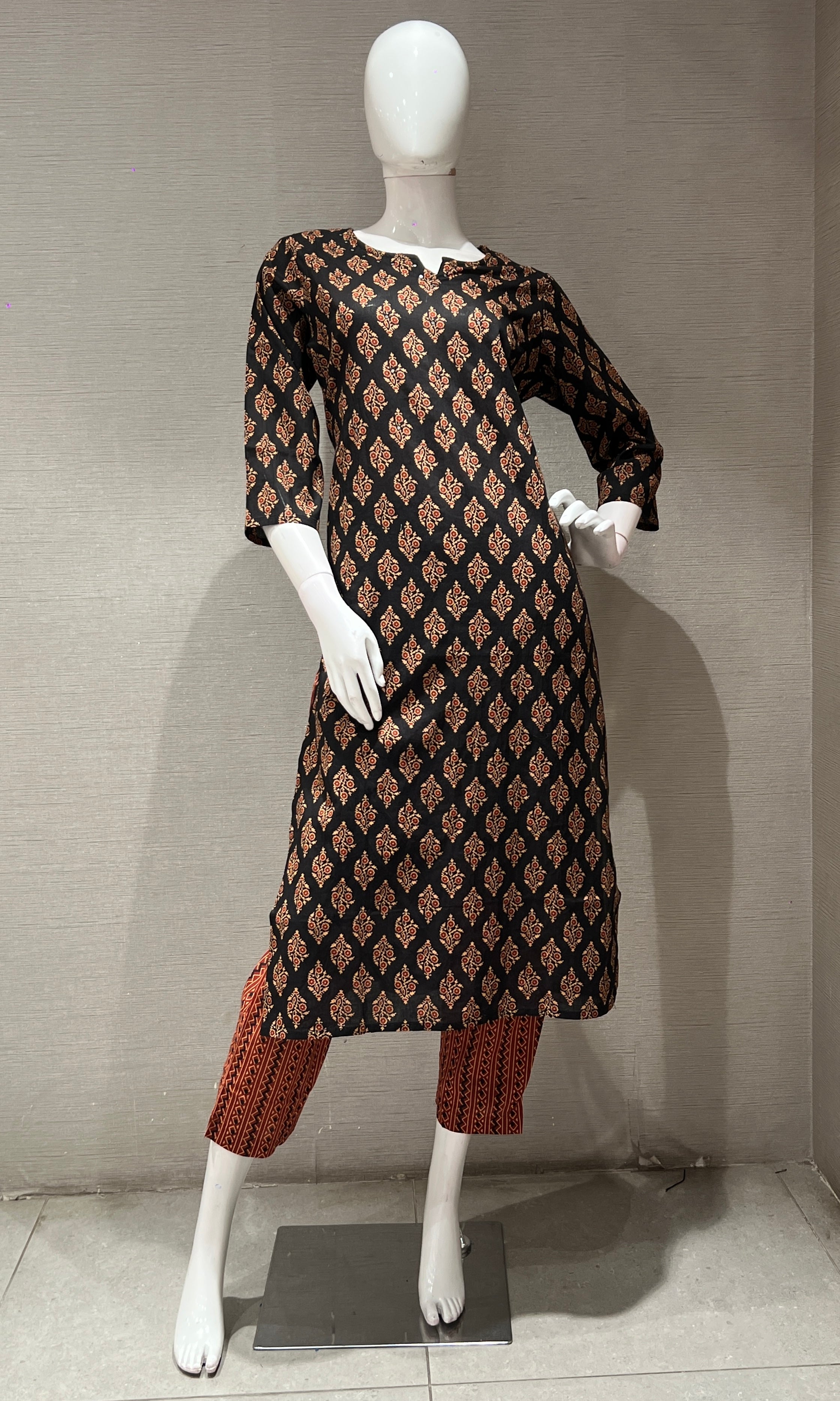 Black PRINTED kurta set