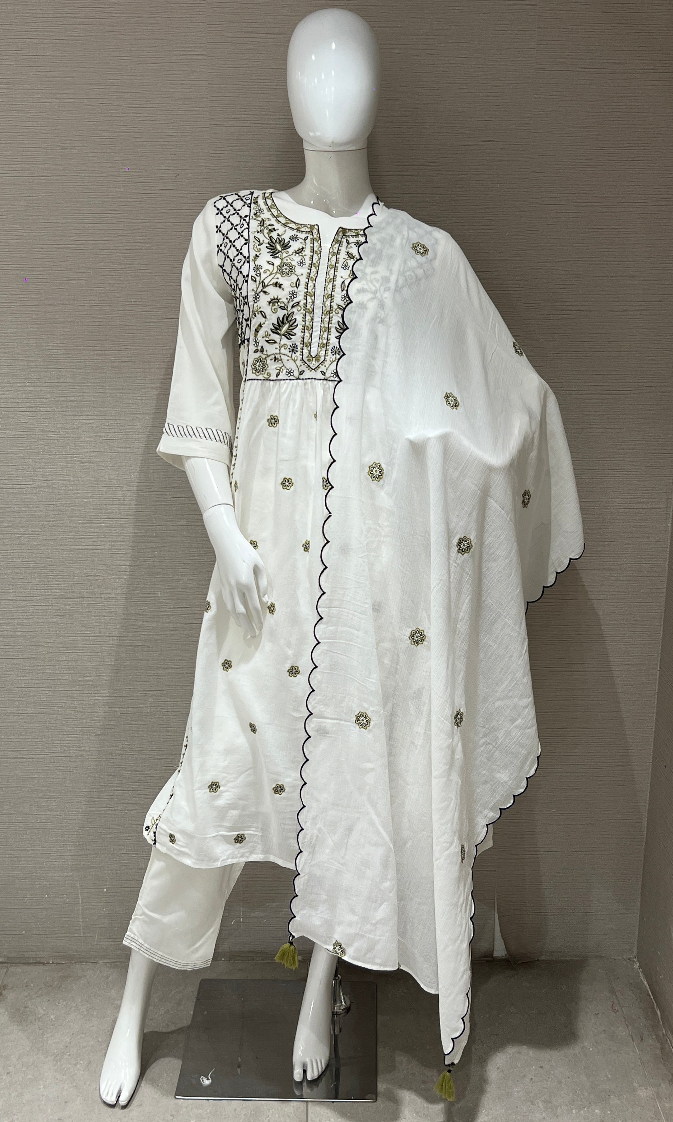 White Anarkali set