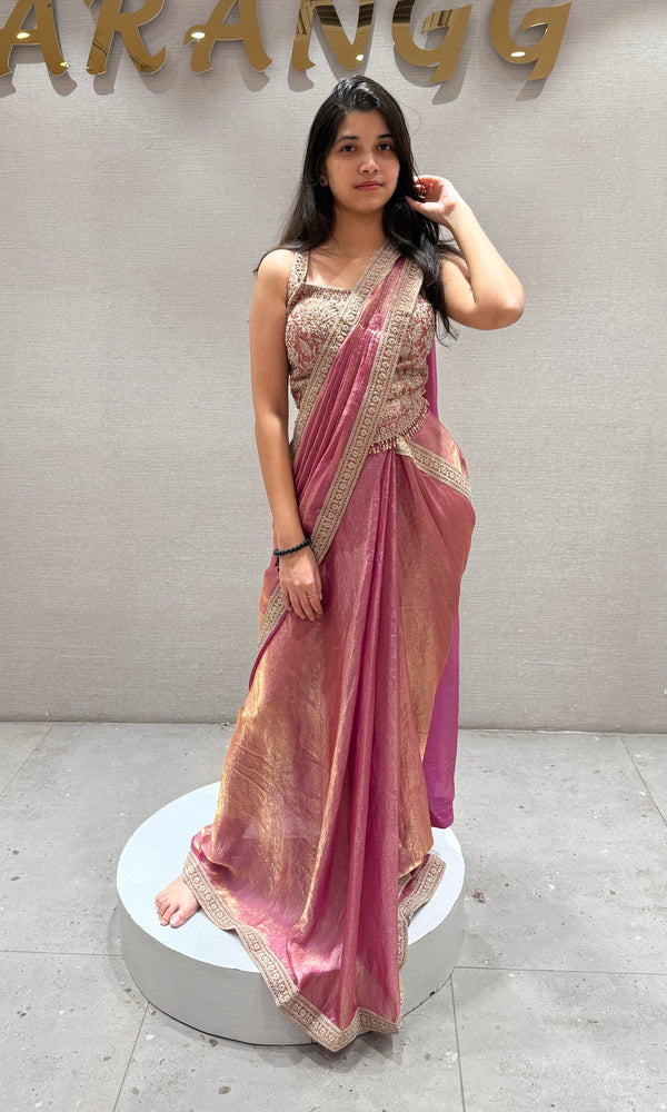 Light Gold Draped Saree