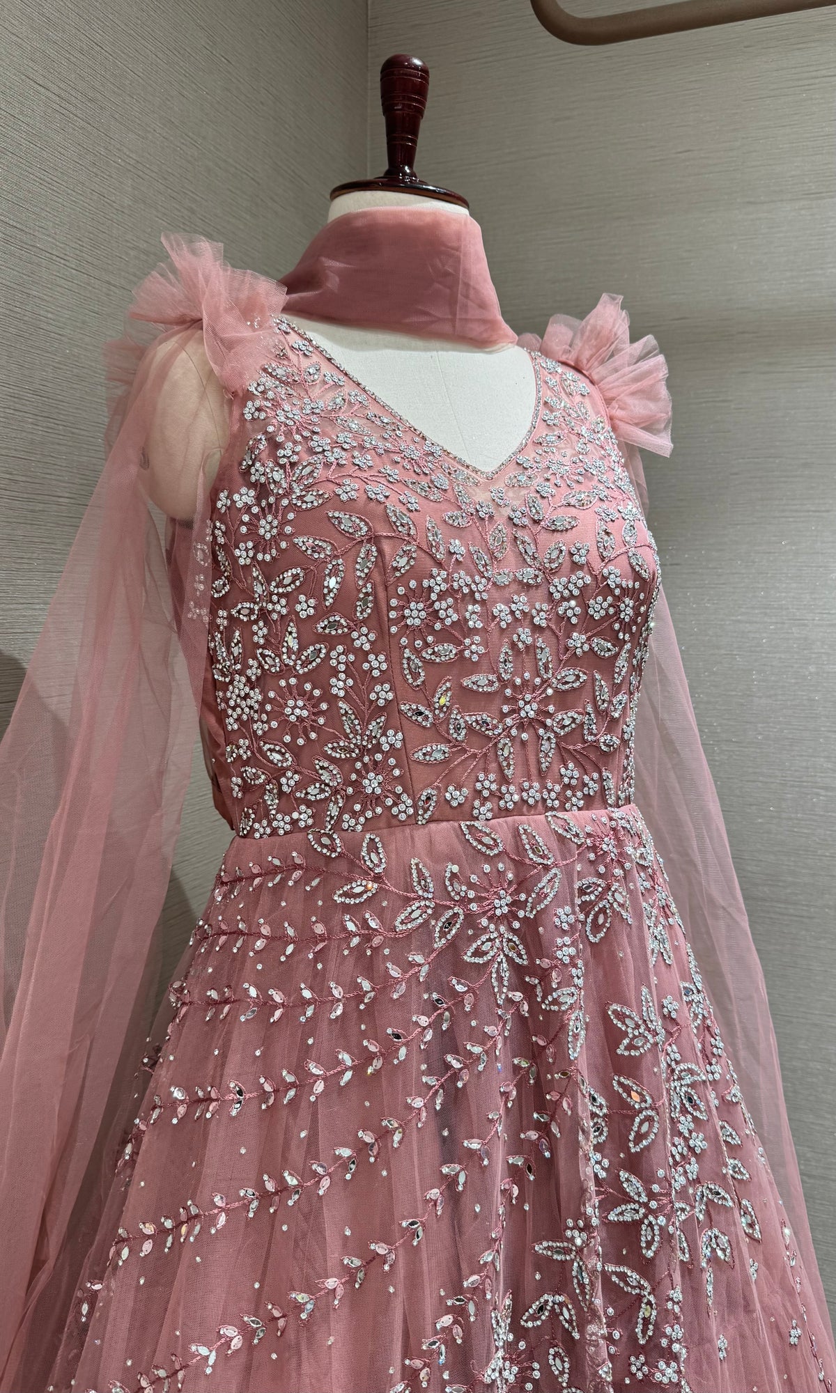 Moee Elegant Gown with Sheer Cape