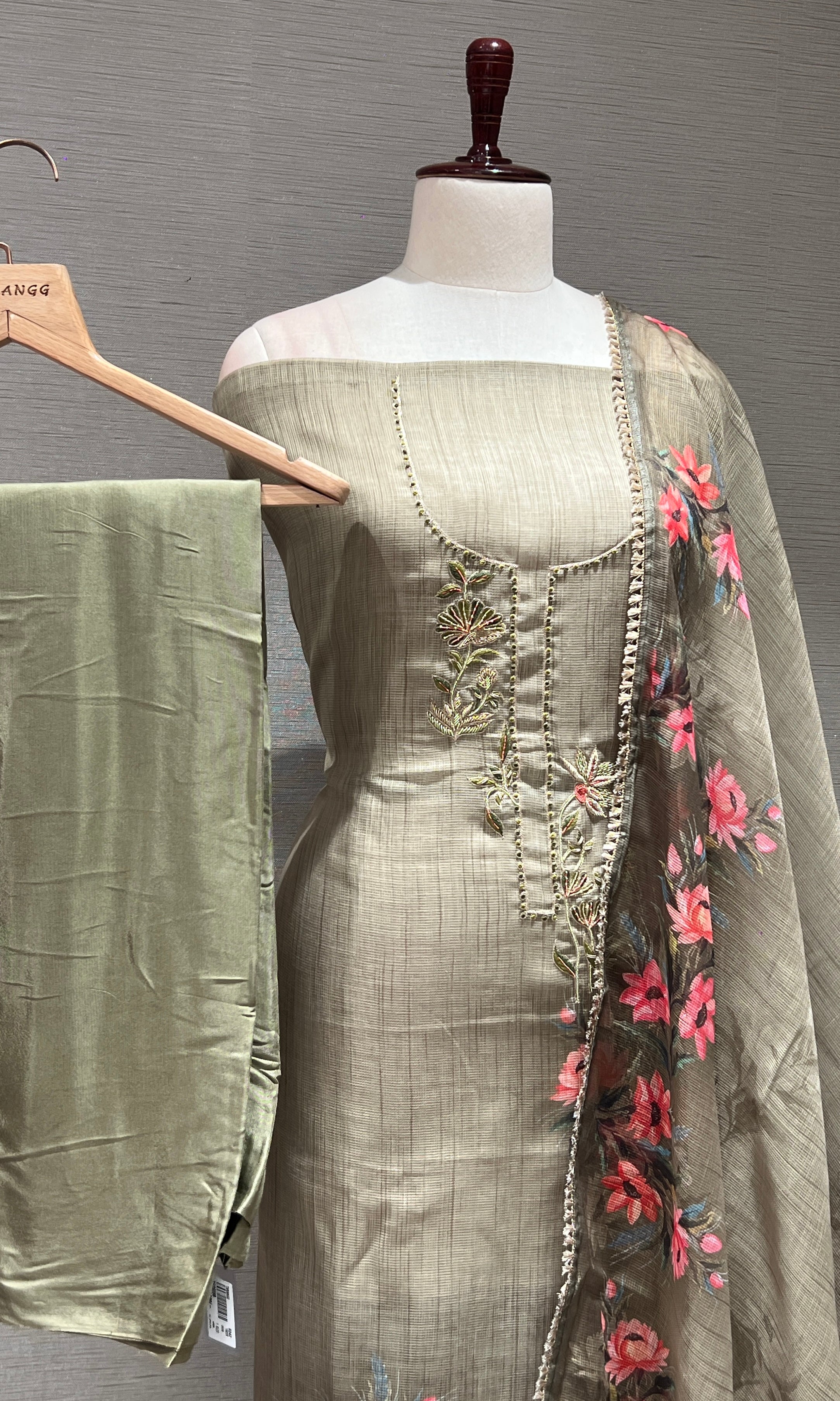 Green dress material