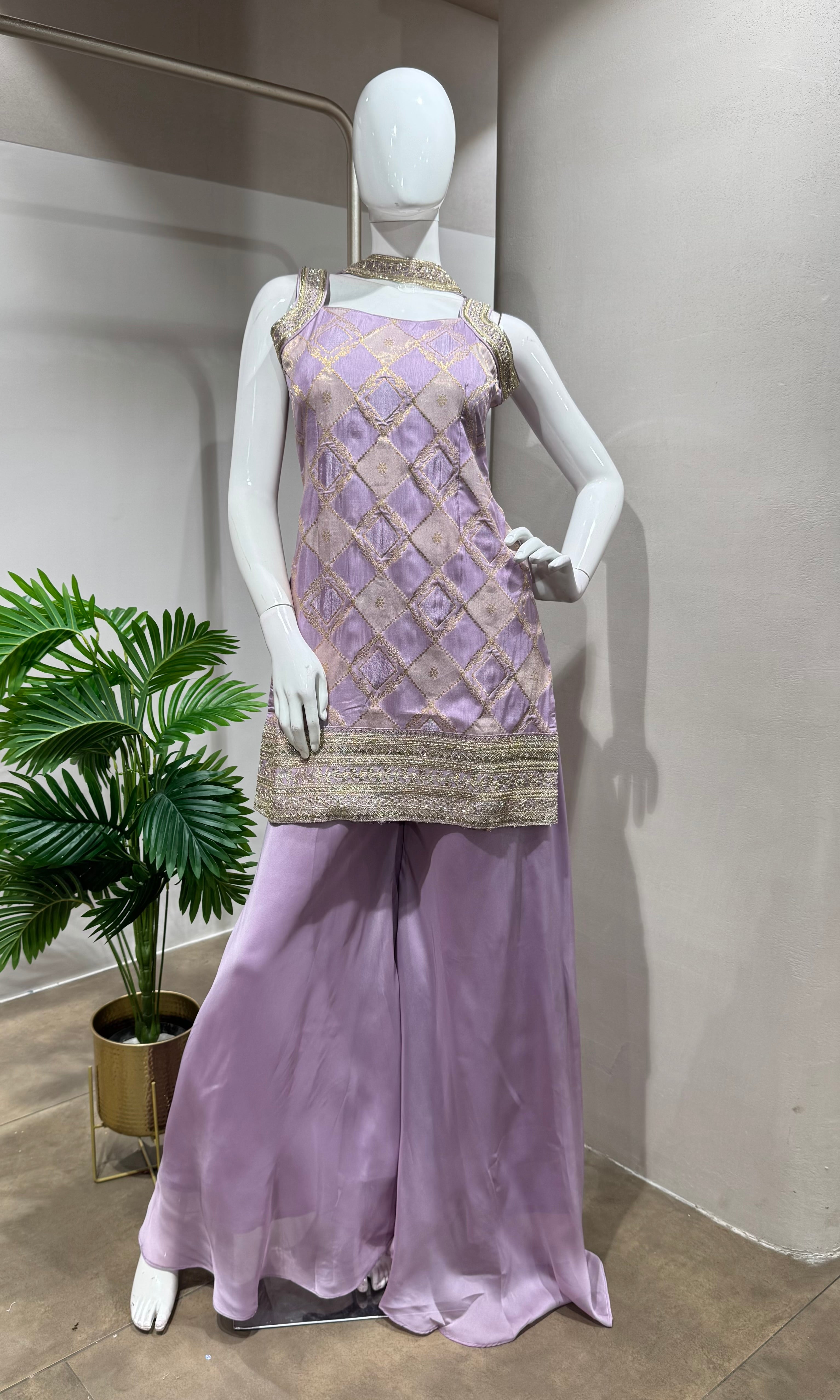 LAVENDER EMBROIDERED SHARARA SET