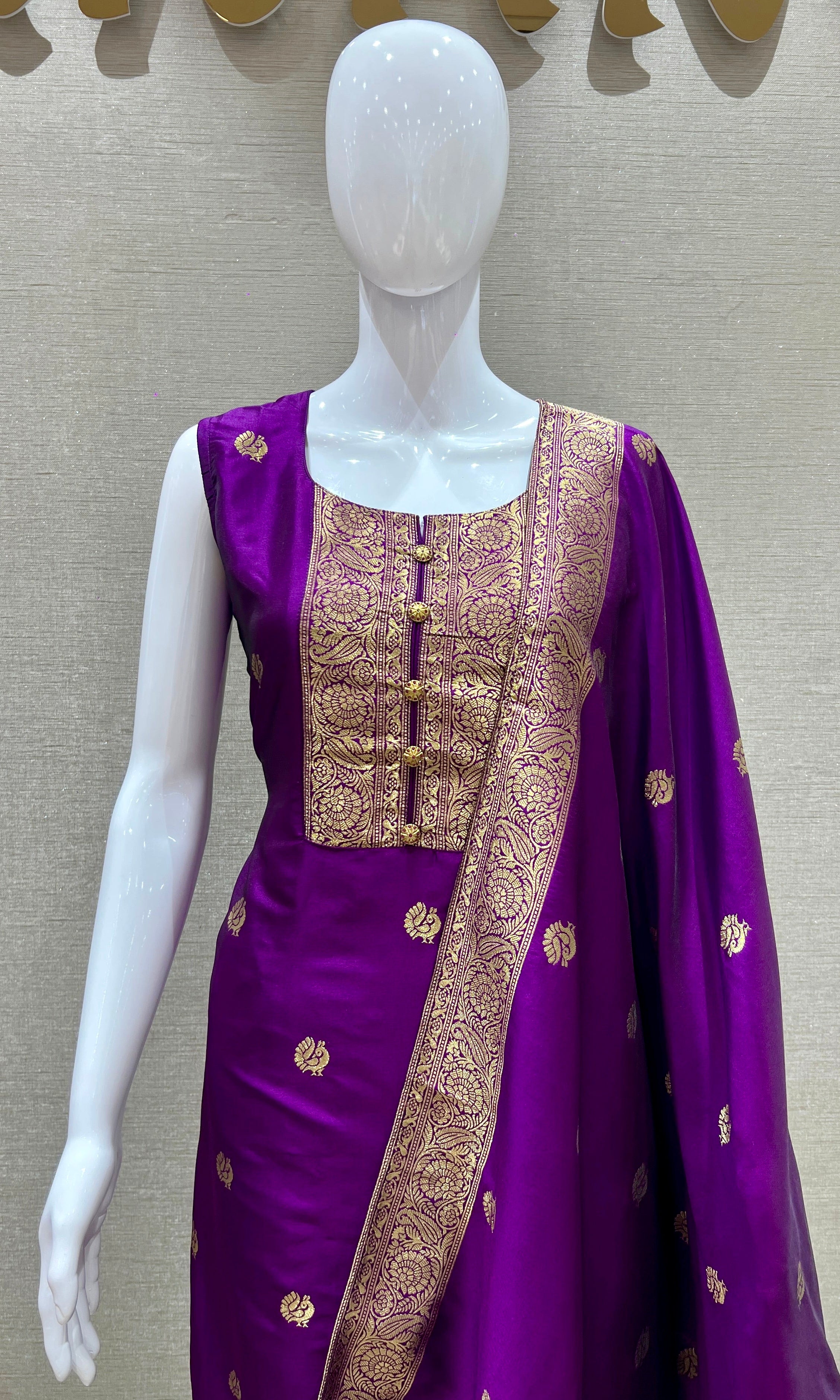 Royal Plum Banarasi Kurta Set