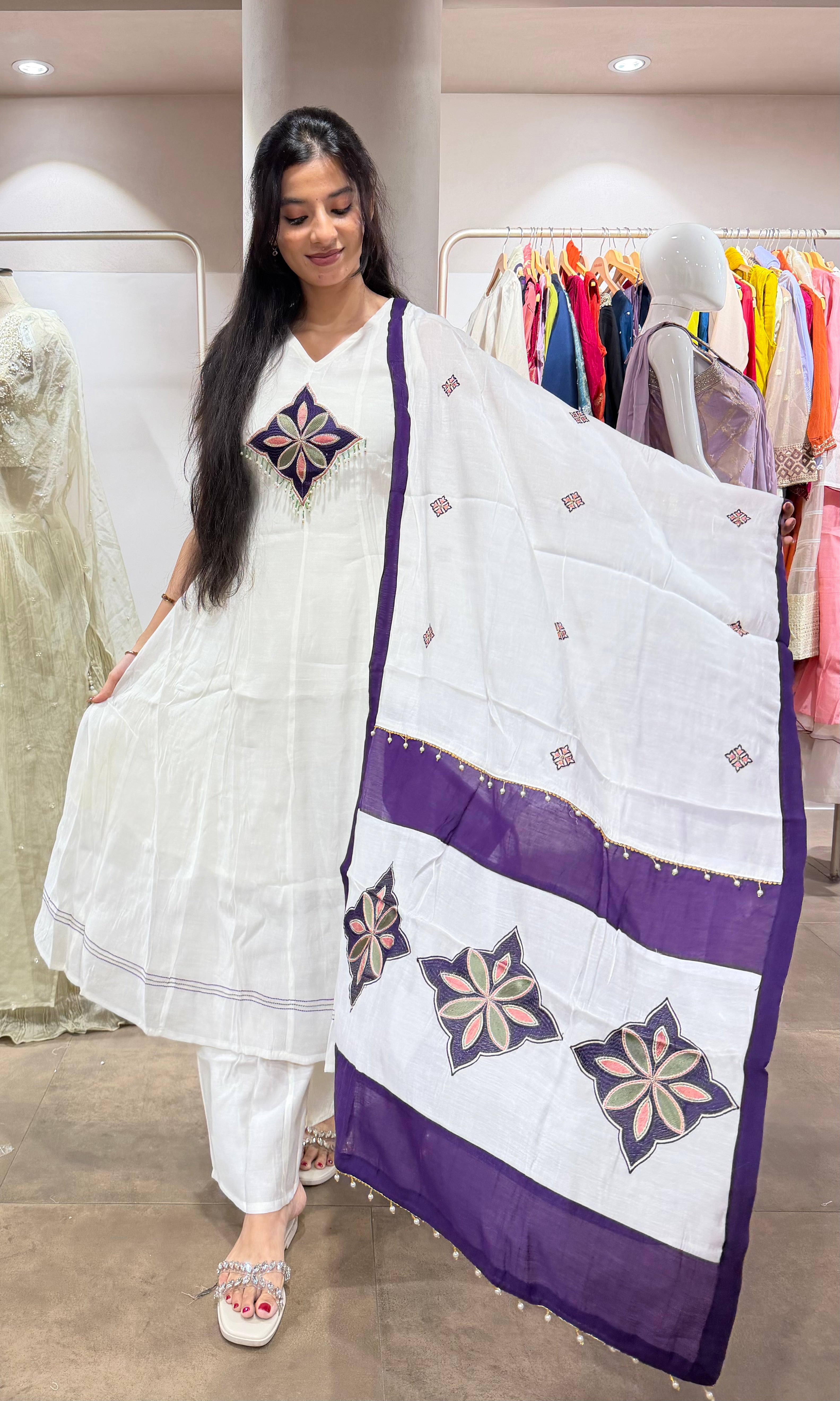 White Embroidered Kurta Set with Dupatta