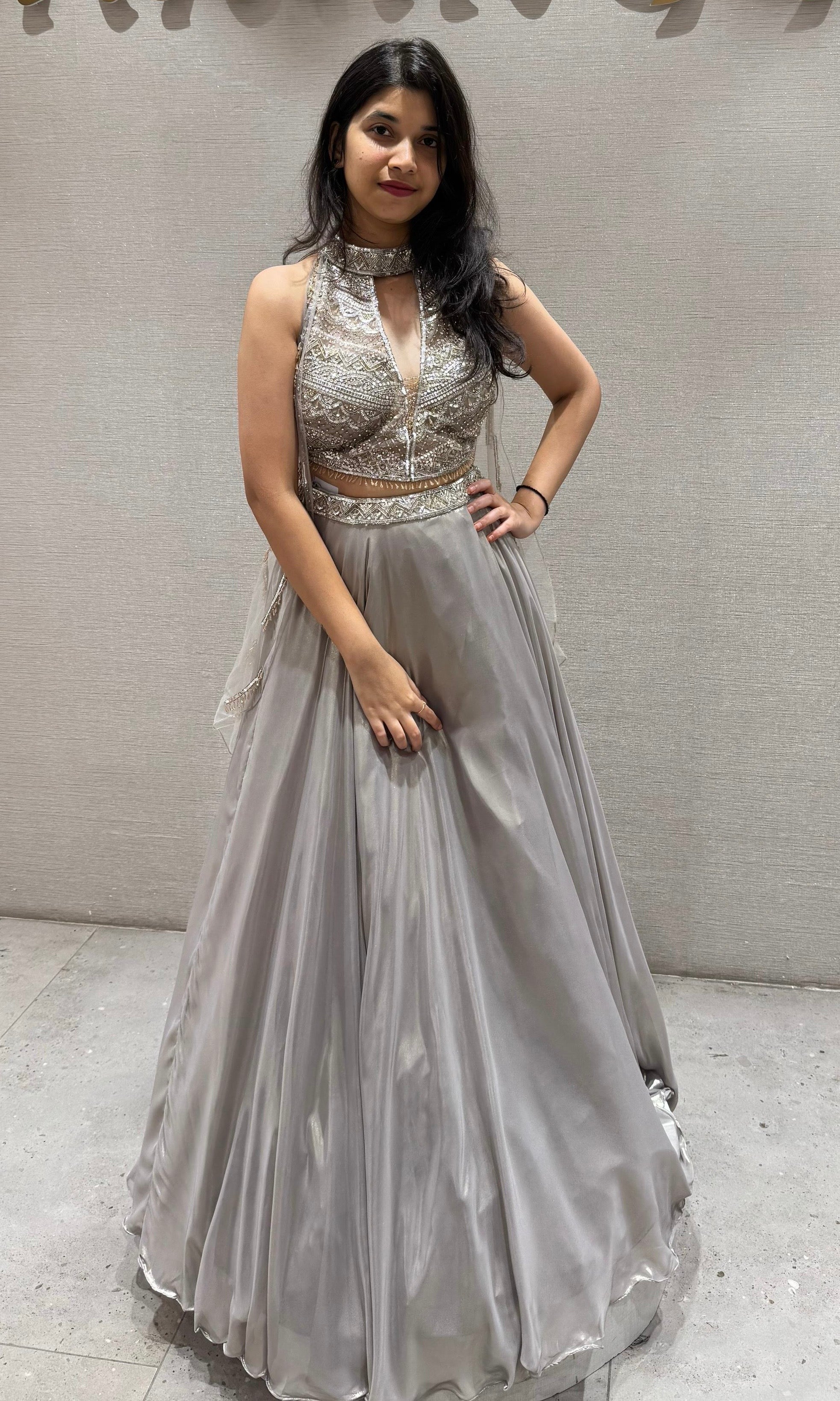 Silver shimmer stone Lehenga