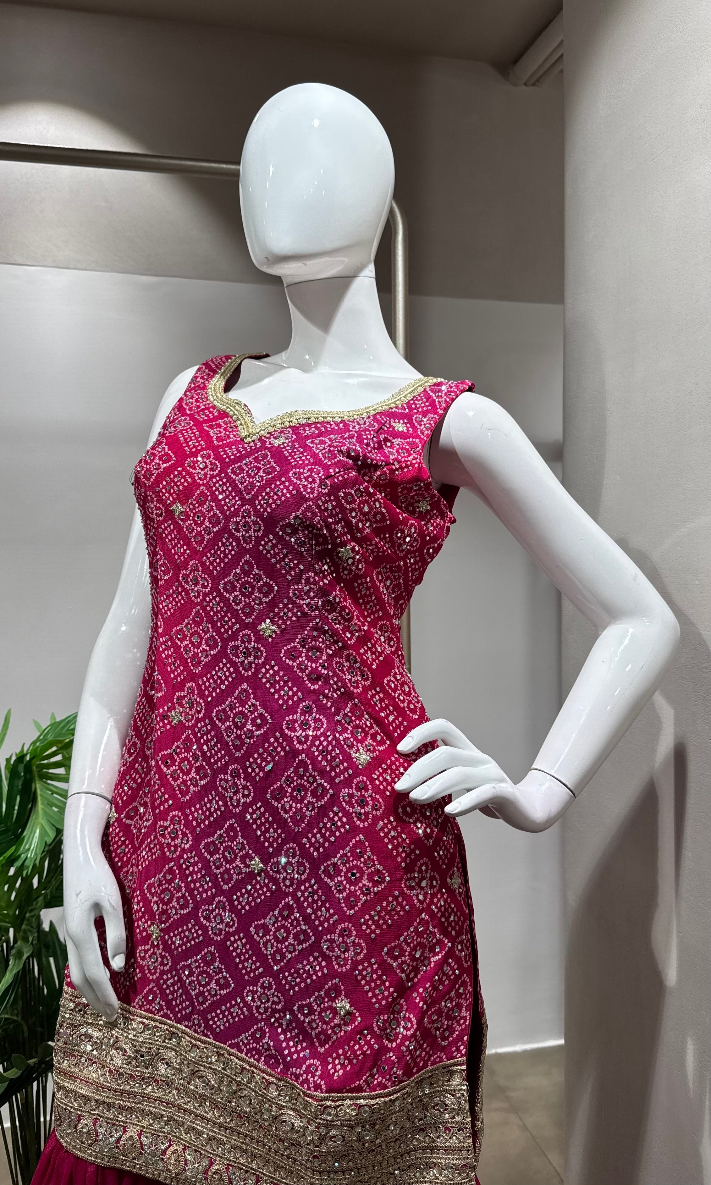 pink and gold embroidered sharara SET